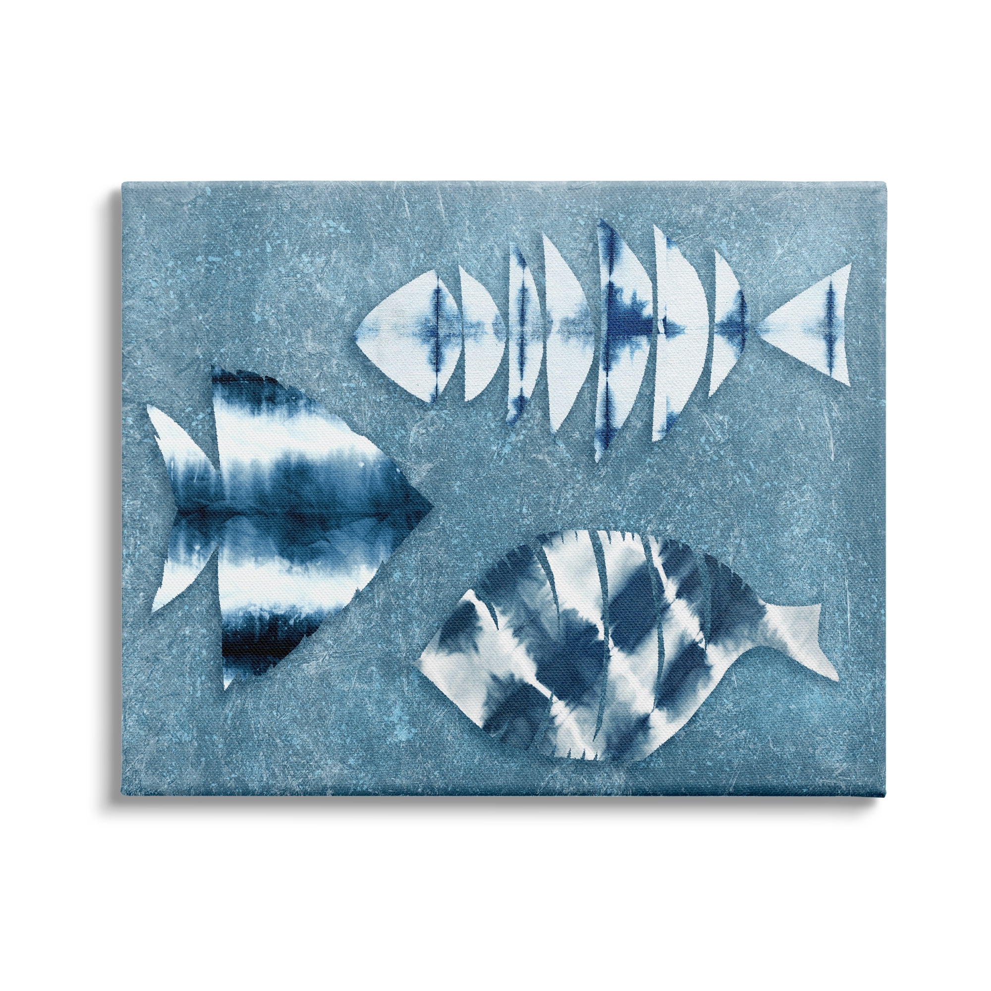 Stupell Industries Abstract Fish Silhouette Shapes Blue Tie Dye Pattern, 30 x 24,Design by Ziwei Li