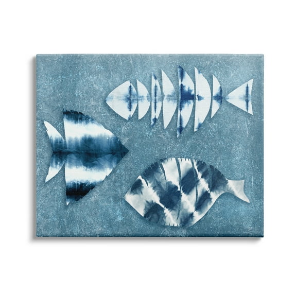 Stupell Industries Abstract Fish Silhouette Shapes Blue Tie Dye Pattern, 40 x 30,Design by Ziwei Li