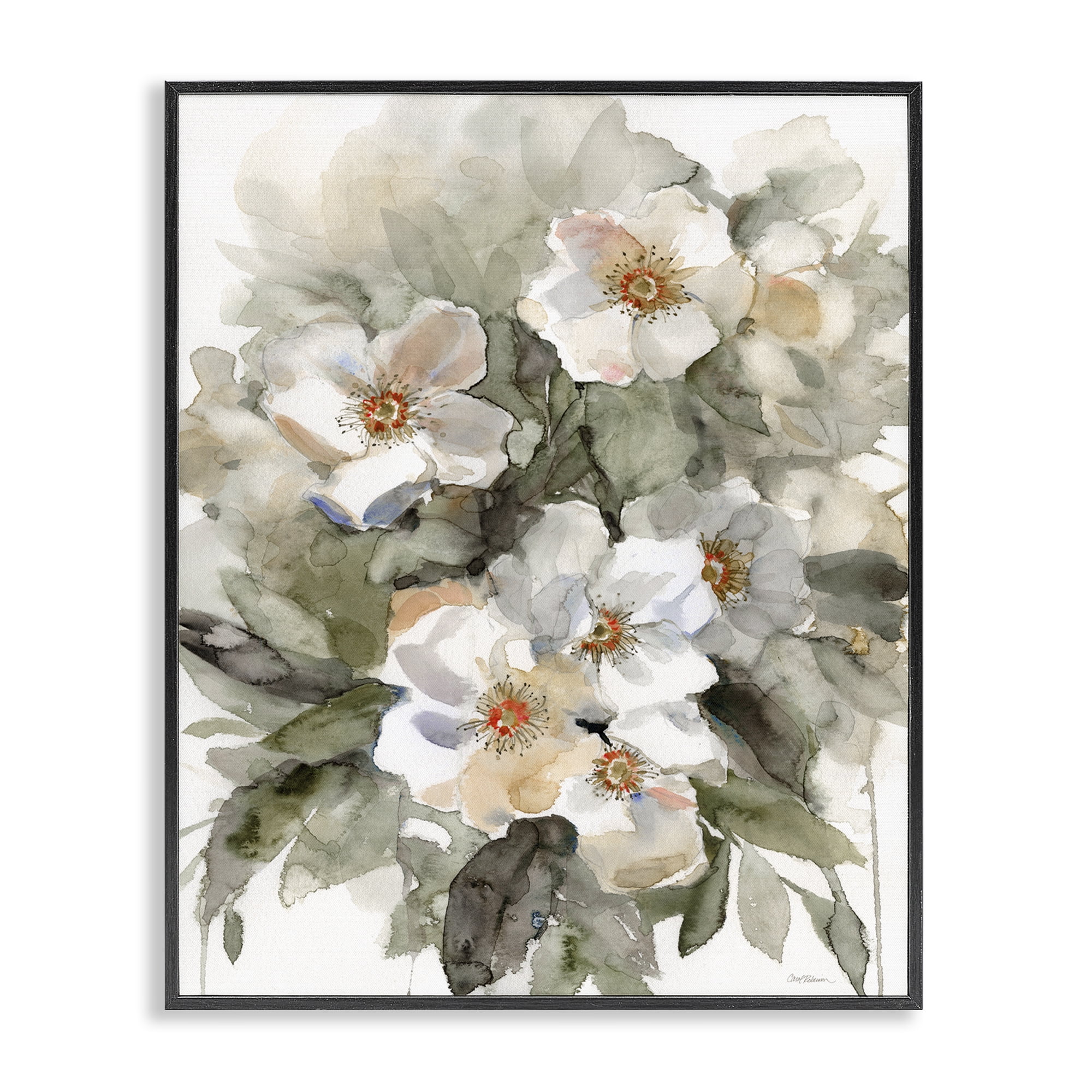 Stupell Industries Abstract Floral Bundle Plants & Flowers Painting Black Framed Art Print Wall Art, 16 x 20