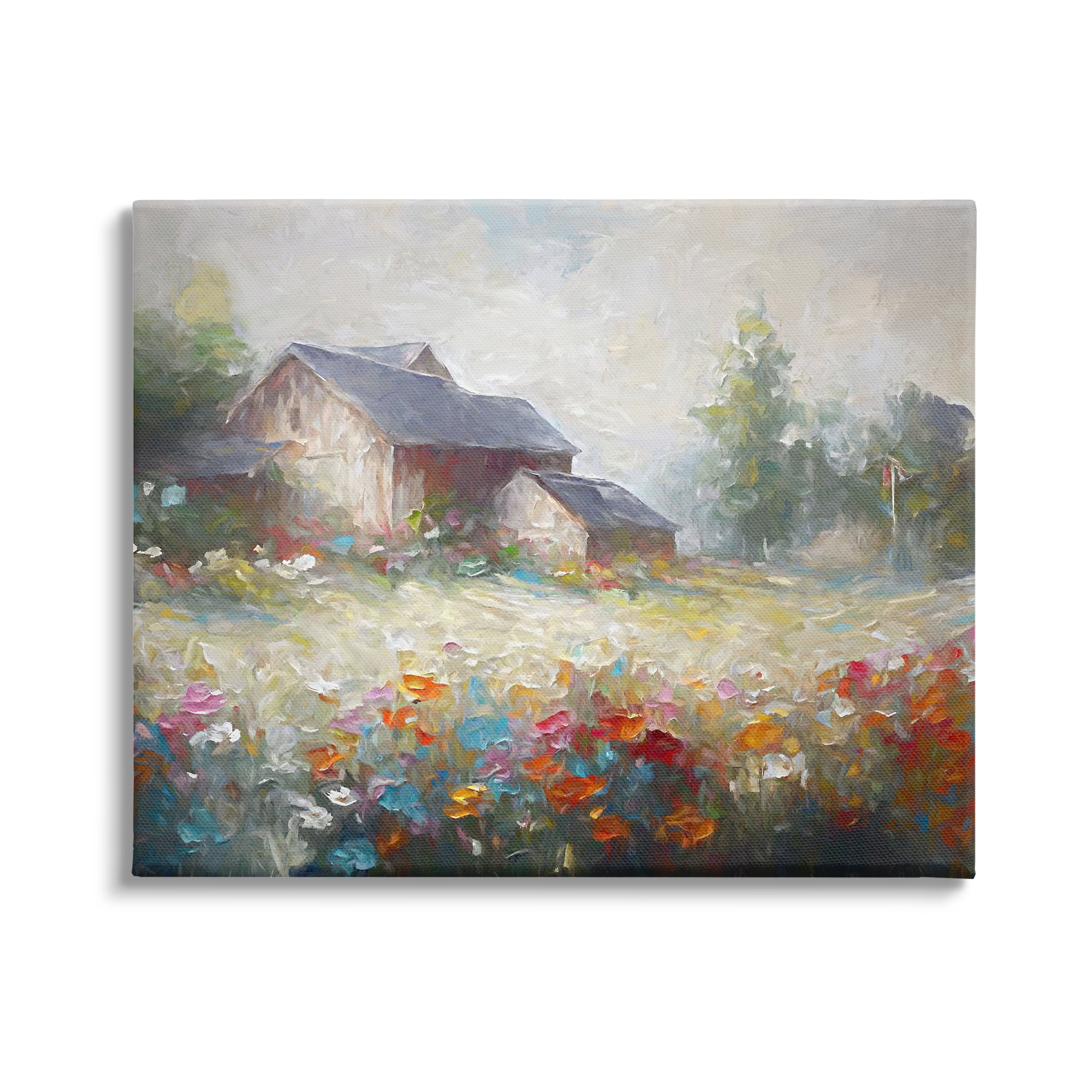 Stupell Industries Abstract Floral Countryside Landscape Painting Gallery Wrapped Canvas Art Print Wall Art, 40 x 30