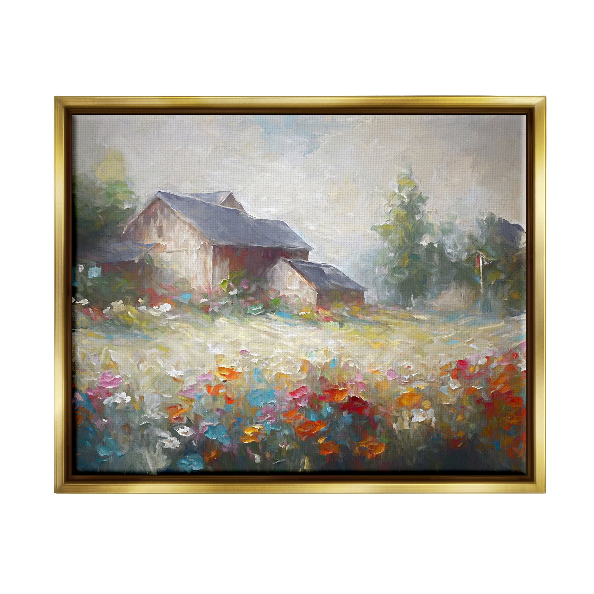Gold Framed Abstract Floral Landscape Canvas Print, 21 x 17