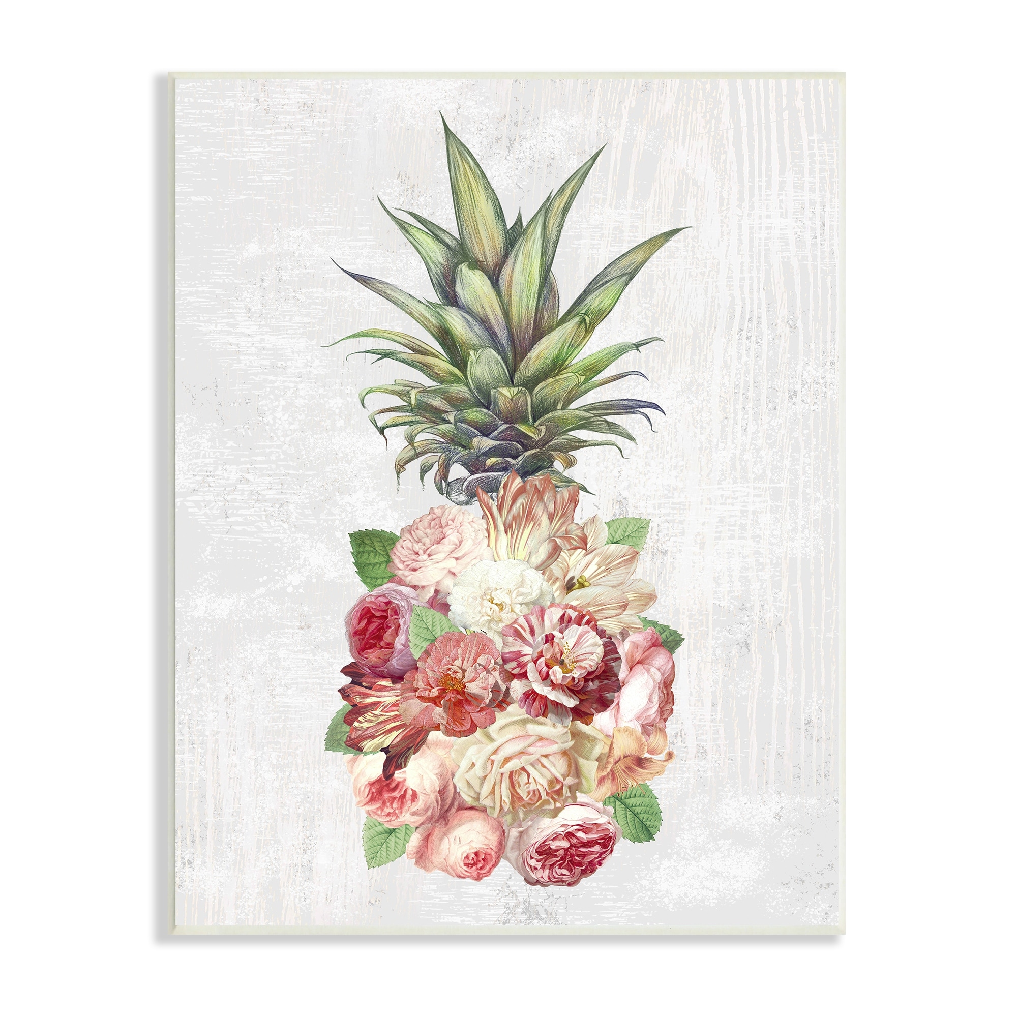 Stupell Industries Abstract Floral Pineapple Arrangement Pink Blooming Flowers, 10 x 15,Design by Ziwei Li