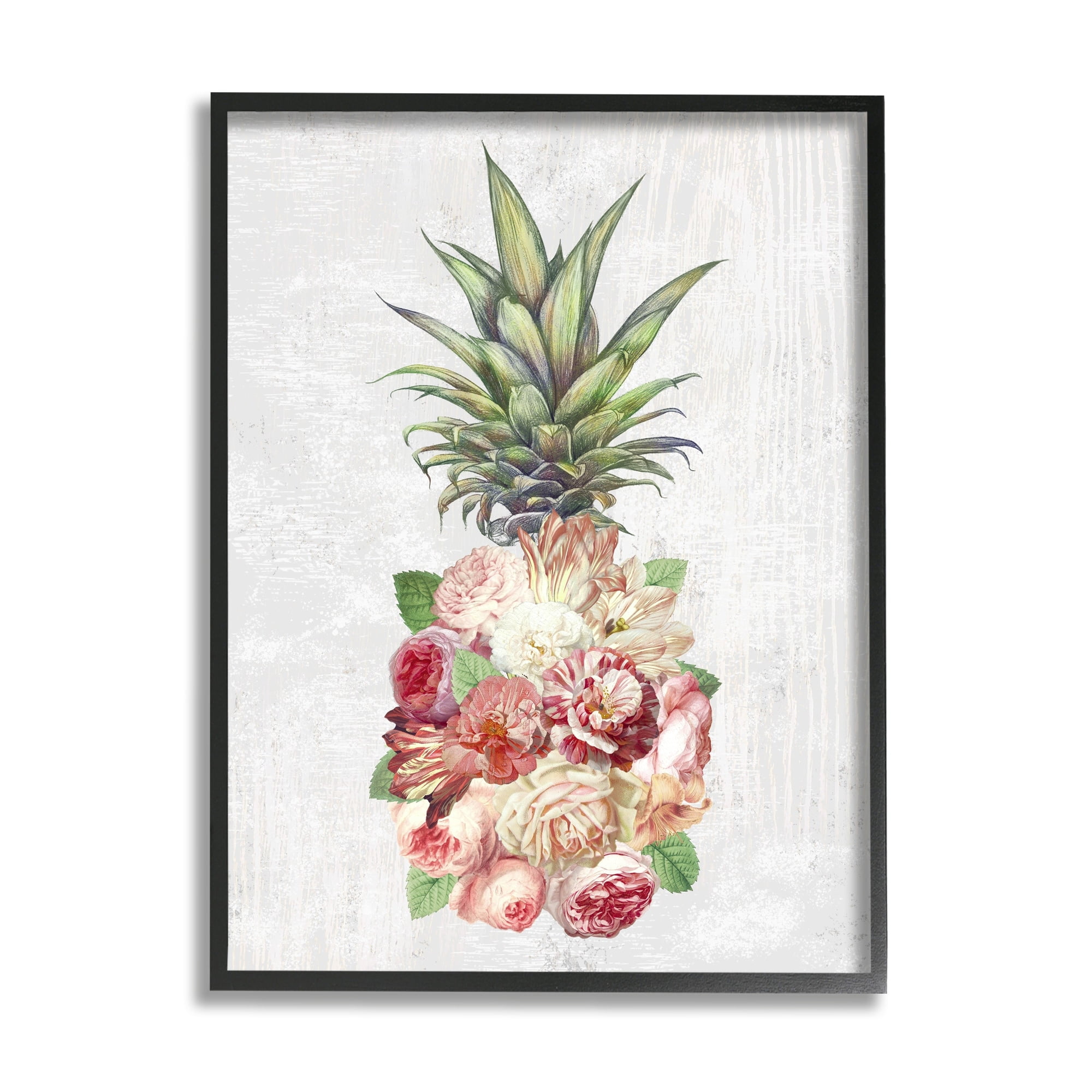 Stupell Industries Abstract Floral Pineapple Arrangement Pink Blooming Flowers, 16 x 20,Design by Ziwei Li