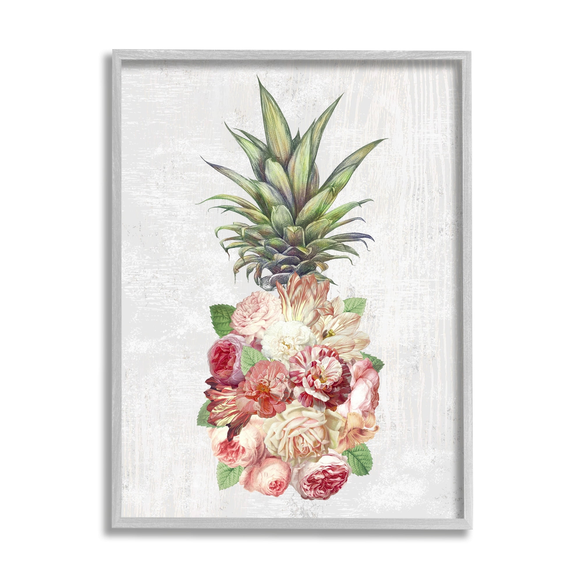 Stupell Industries Abstract Floral Pineapple Arrangement Pink Blooming Flowers, 16 x 20,Design by Ziwei Li