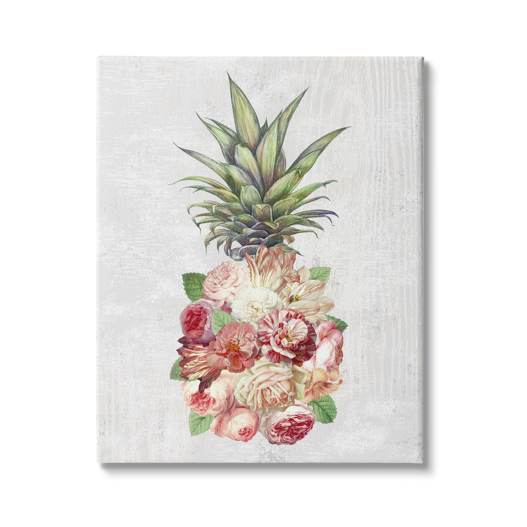 Stupell Industries Abstract Floral Pineapple Arrangement Pink Blooming Flowers, 16 x 20,Design by Ziwei Li