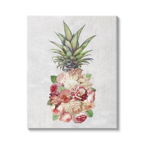 Stupell Industries Abstract Floral Pineapple Arrangement Pink Blooming Flowers, 30 x 40,Design by Ziwei Li