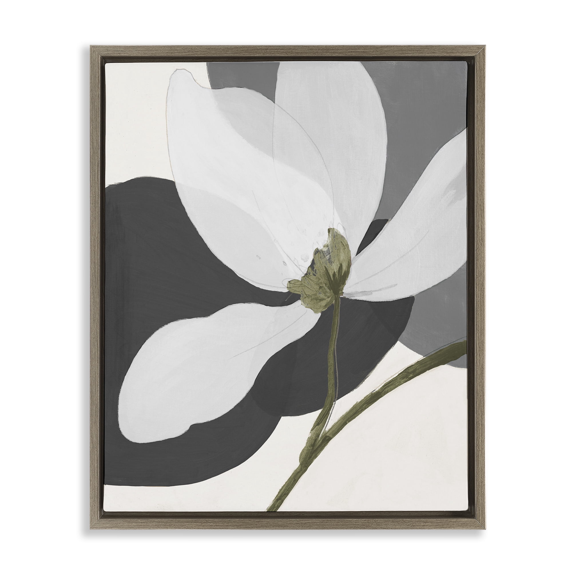 Stupell Industries Abstract Floral Shape Botanical & Floral Painting Brown Floater Framed Art Print Wall Art, 25 x 31