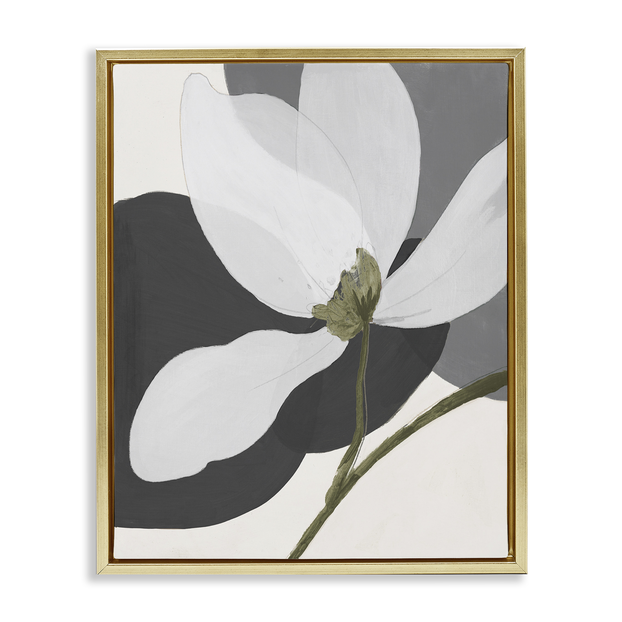 Stupell Industries Abstract Floral Shape Botanical & Floral Painting Gold Floater Framed Art Print Wall Art, 25 x 31
