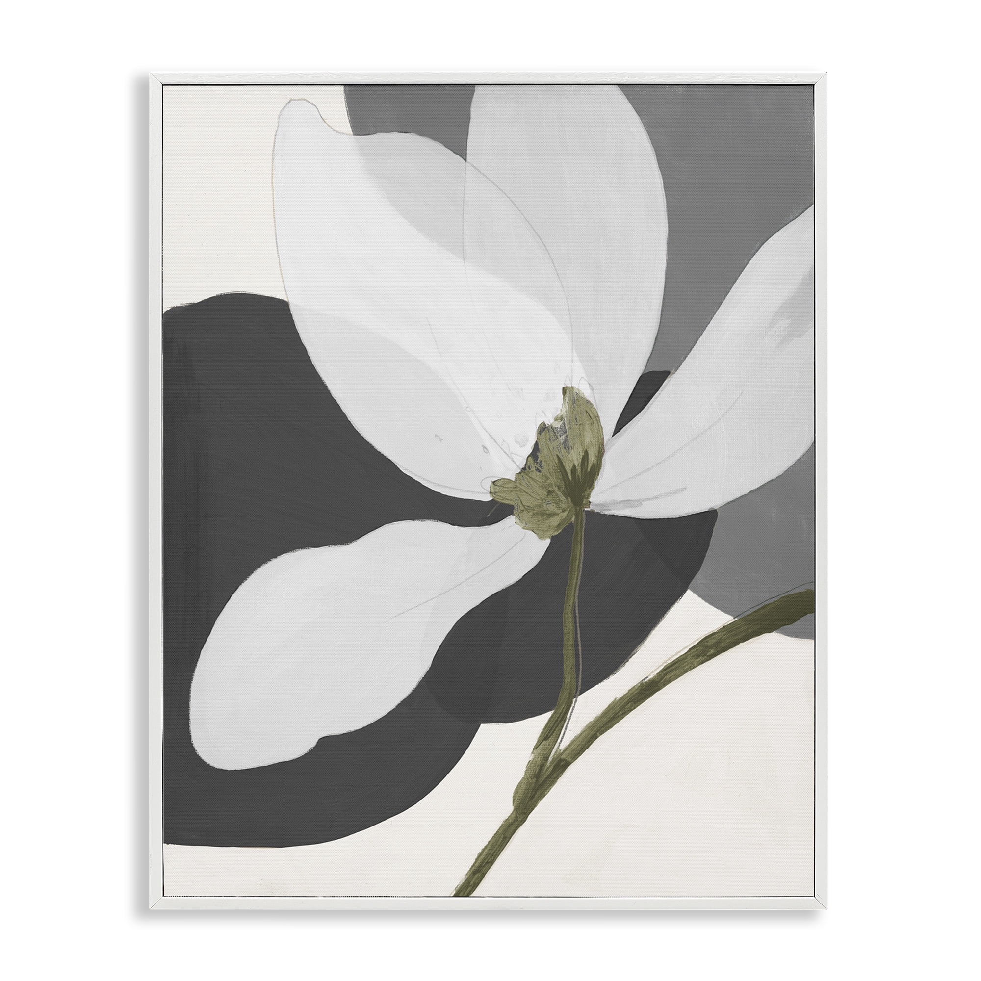 Stupell Industries Abstract Floral Shape Botanical & Floral Painting White Framed Art Print Wall Art, 16 x 20