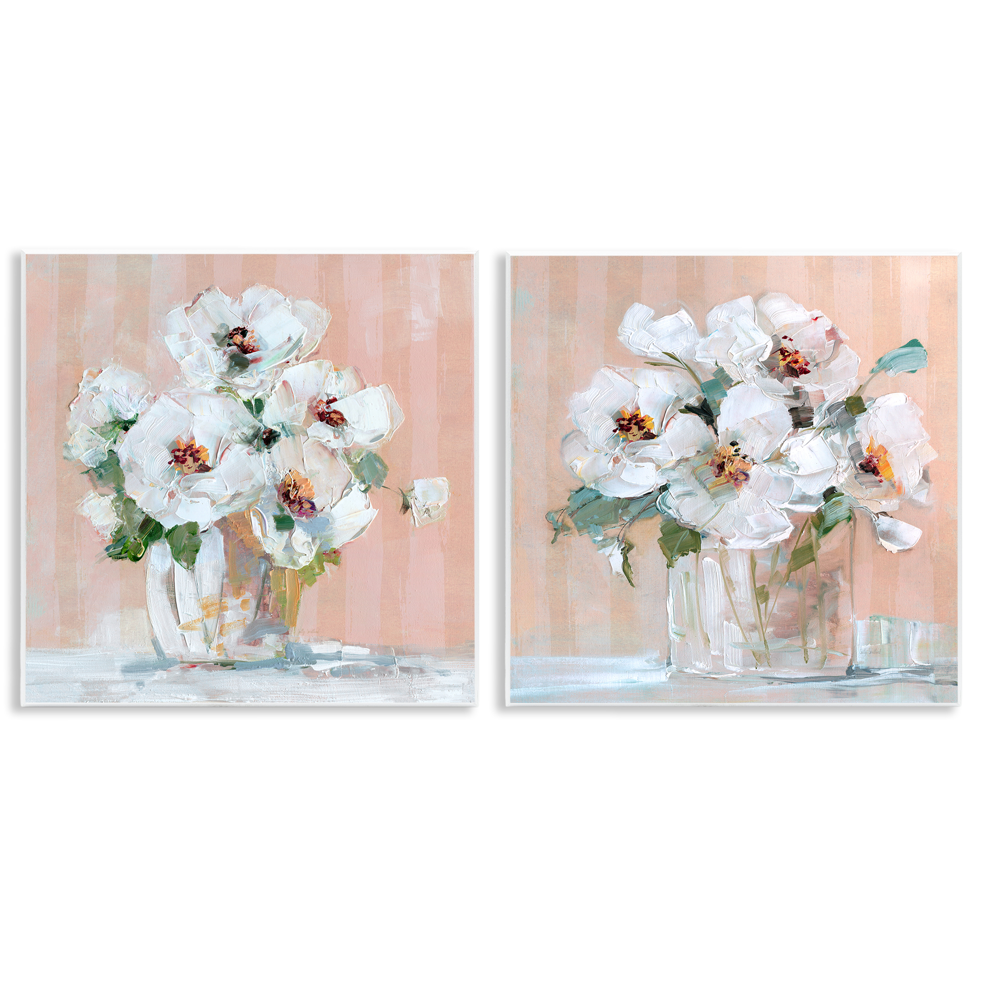 Stupell Industries Abstract Floral Vase Plants & Flowers Painting Unframed Art Print Wall Art, 12 x 12, Set of 2
