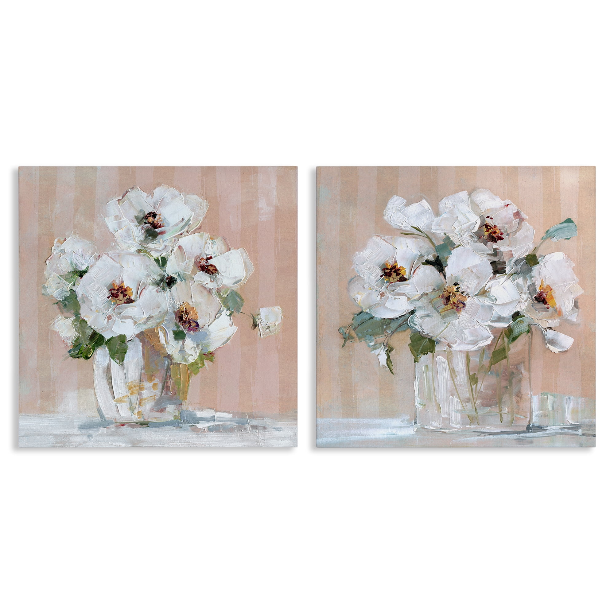 Stupell Industries Abstract Floral Vase Plants & Flowers Painting Wrapped Canvas Art Print Wall Art, 17 x 17, Set of 2