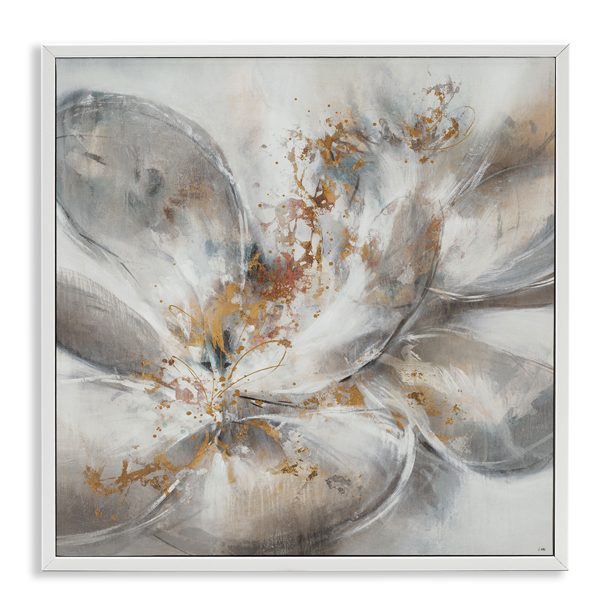 Stupell Industries Abstract Flower Bloom Painting Botanical & Floral Painting White Framed Art Print Wall Art, 12 x 12