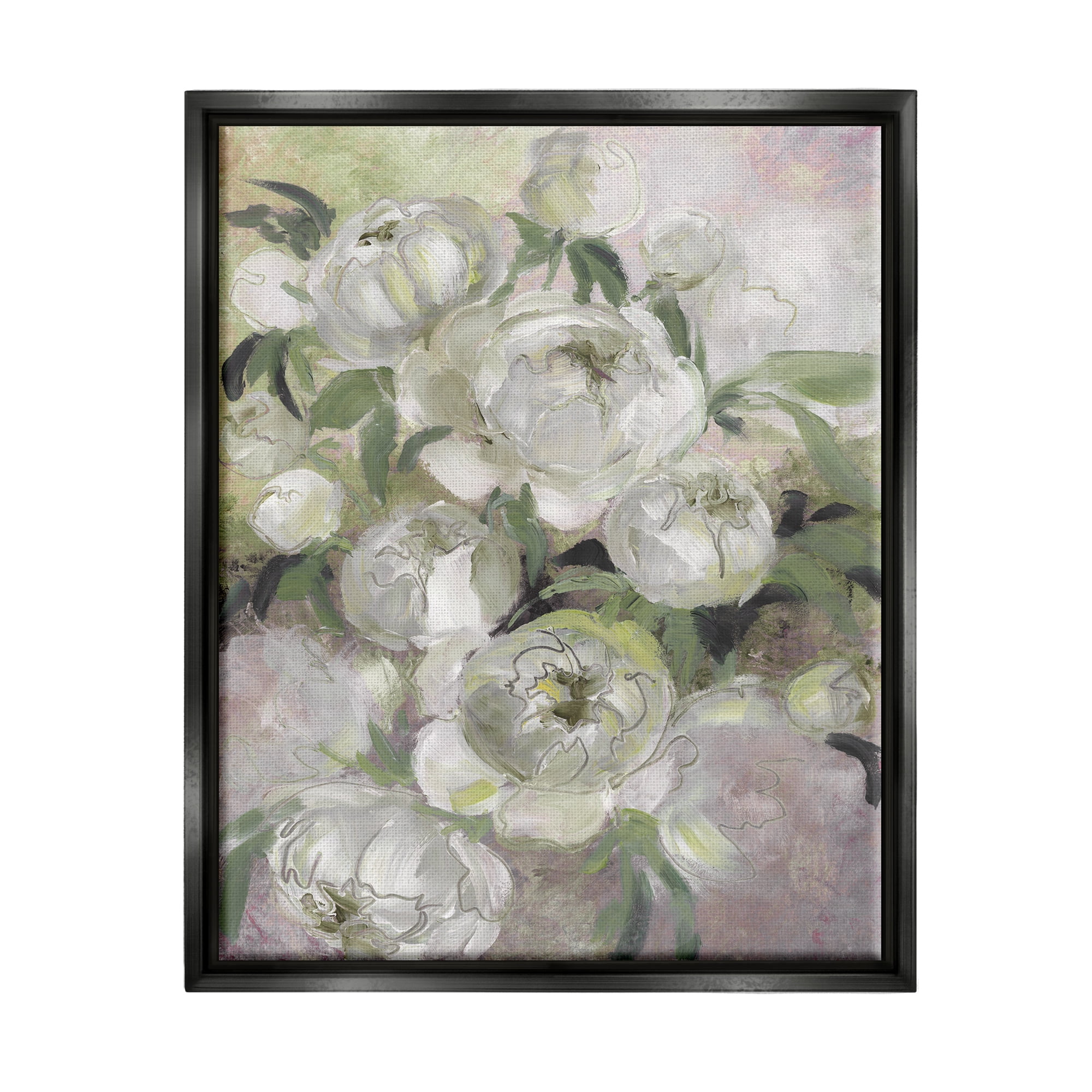 Stupell Industries Abstract Flower Blooms Arrangement Botanical & Floral Painting Black Floater Framed Art Print Wall Art
