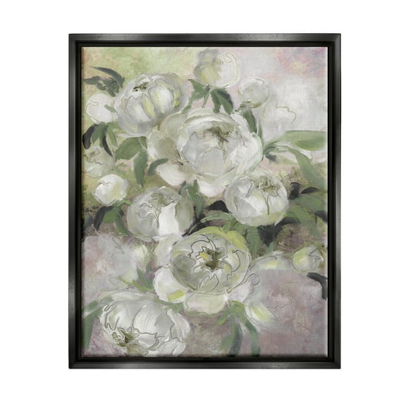 Stupell Industries Abstract Flower Blooms Arrangement Botanical & Floral Painting Black Floater Framed Art Print Wall Art