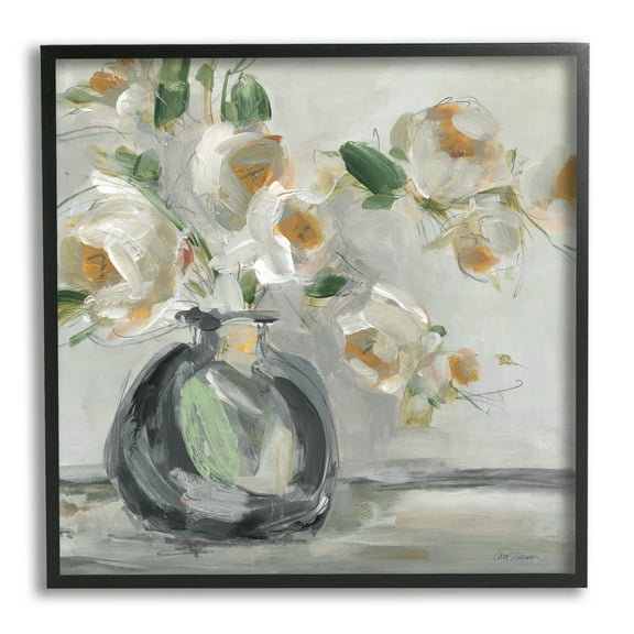 Stupell Industries Abstract Flower Blossom Vase Botanical & Floral Painting Black Framed Art Print Wall Art