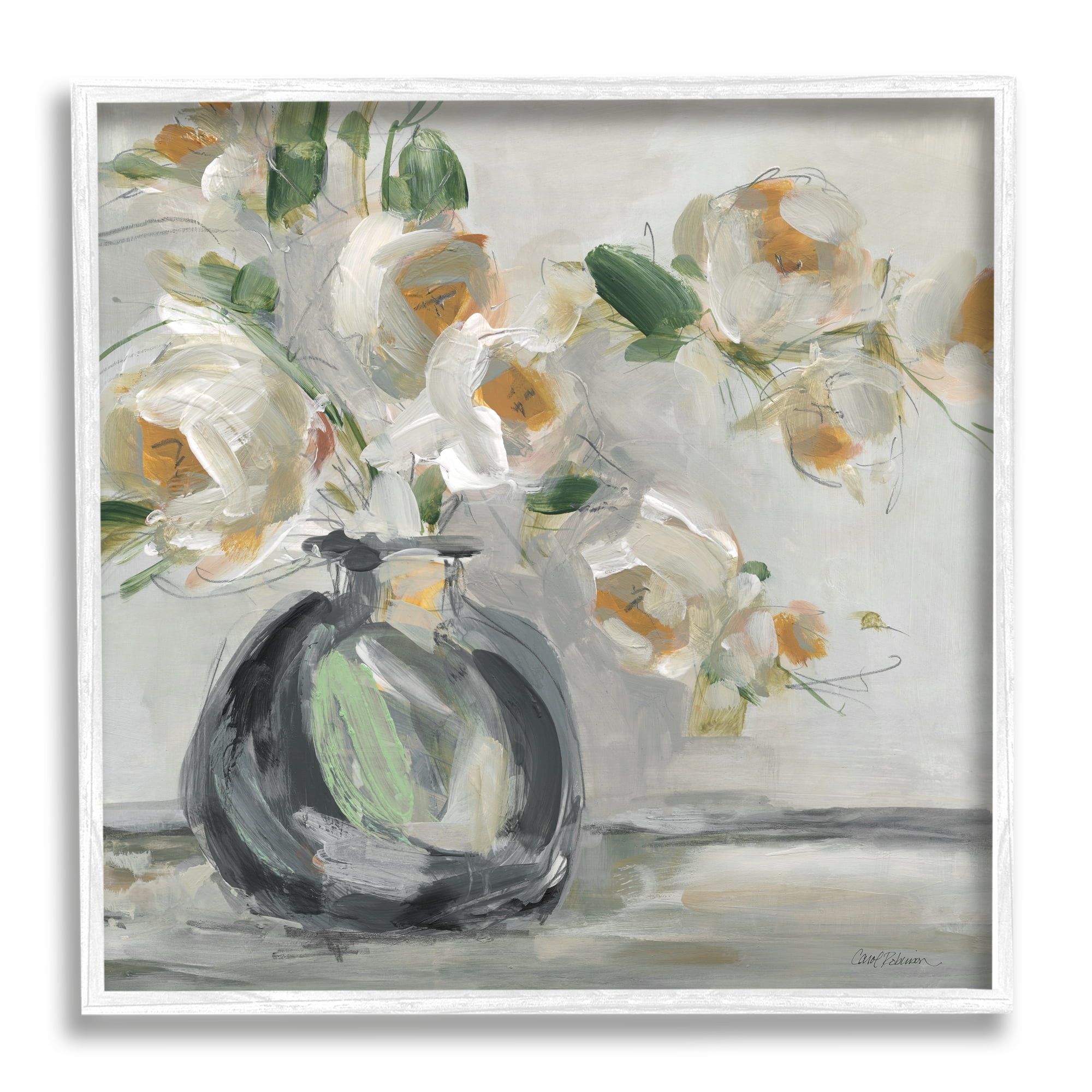 Stupell Industries Abstract Flower Blossom Vase Botanical & Floral Painting White Framed Art Print Wall Art