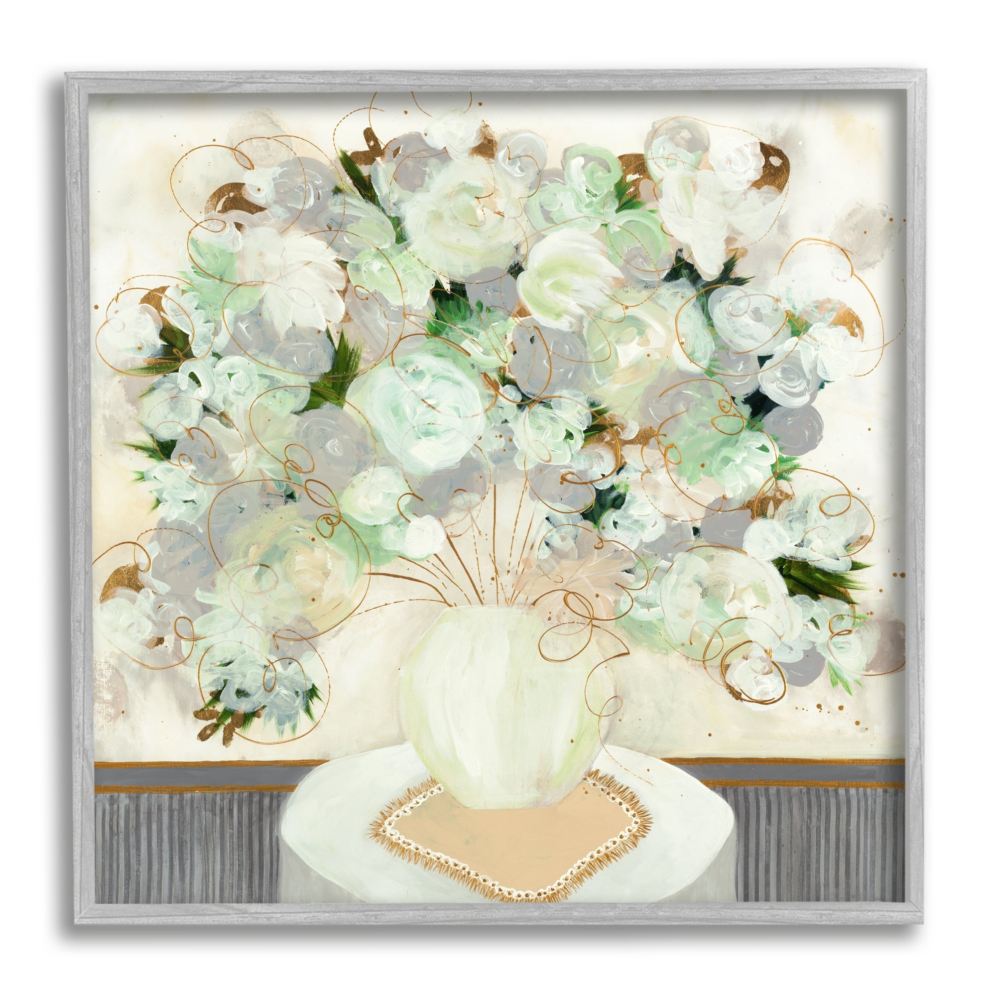 Stupell Industries Abstract Flower Blossoms Scribble Petals Still Life Painting Gray Framed Art Print Wall Art, Design by Ruth Fromstein