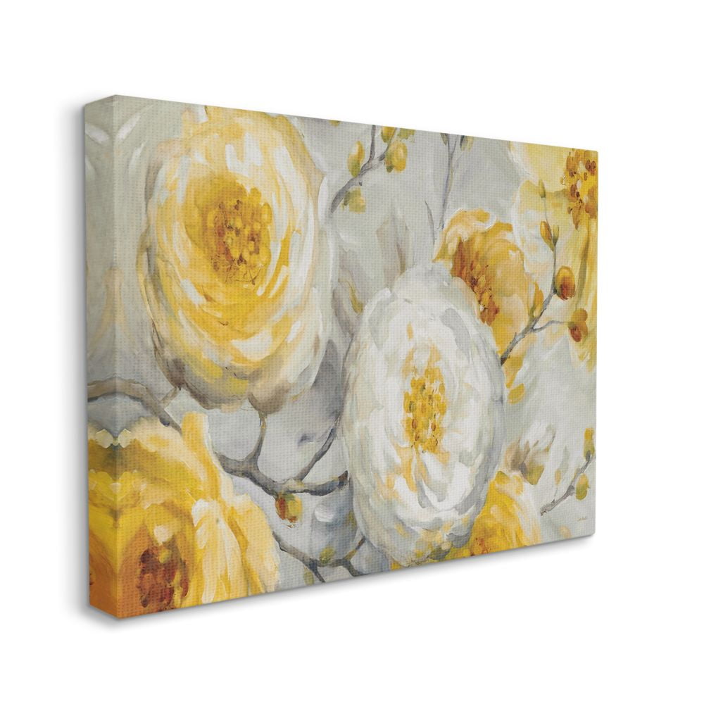 Stupell Industries Abstract Flower Blossoms Tree Yellow White Painting Canvas Wall Art Design by Lisa Audit, 16" x 20"