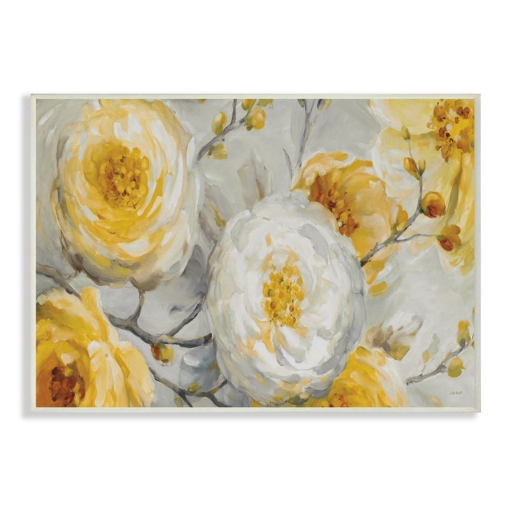Yellow and White Floral Wood Wall Art, 10 x 15