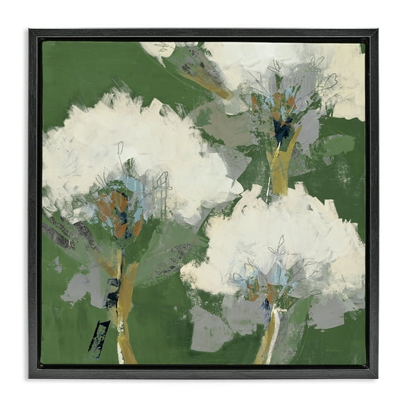 Stupell Industries Abstract Flower Buds Plants & Flowers Painting Black Floater Framed Canvas Art Print Wall Art, 18 x 18