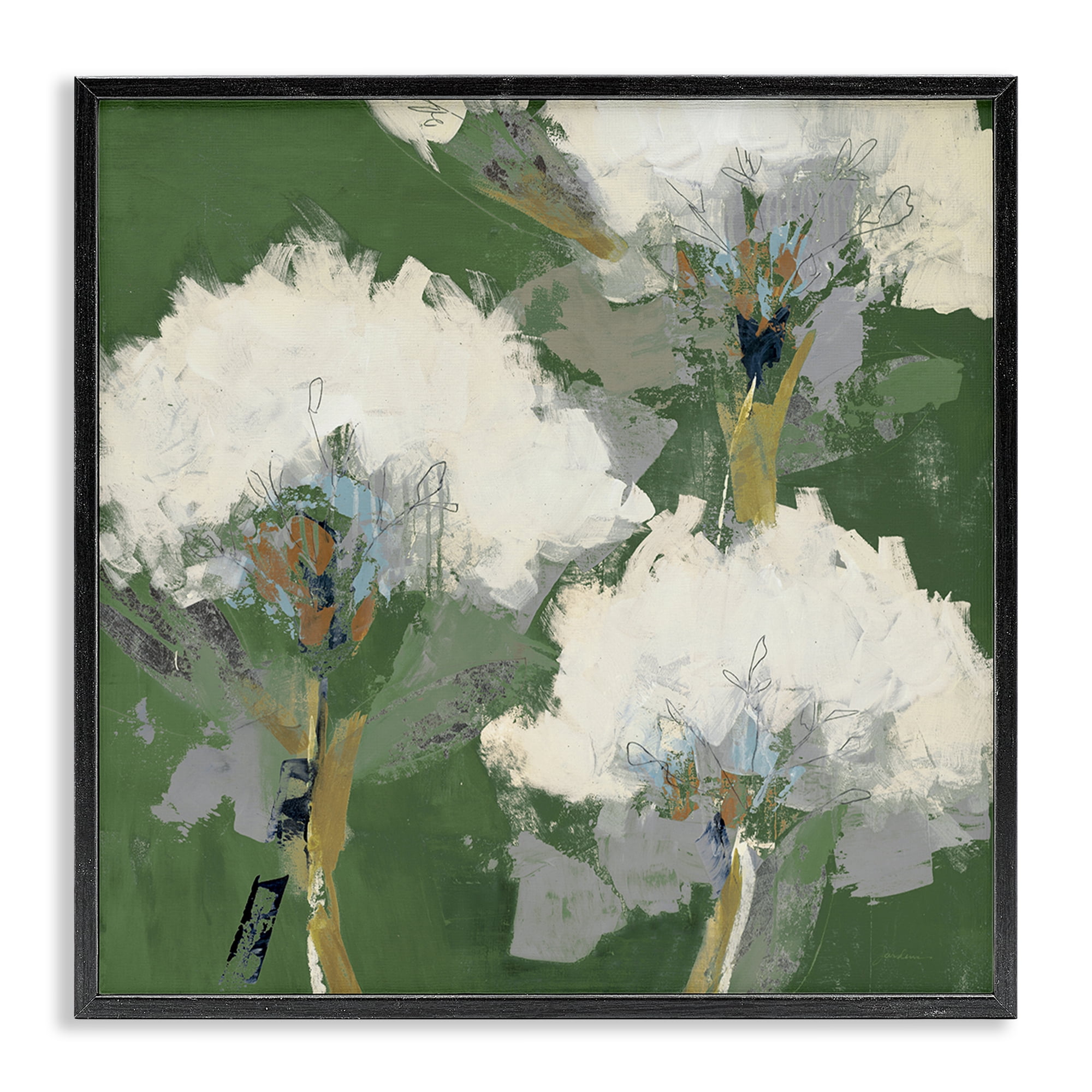 Stupell Industries Abstract Flower Buds Plants & Flowers Painting Black Framed Art Print Wall Art, 24 x 24
