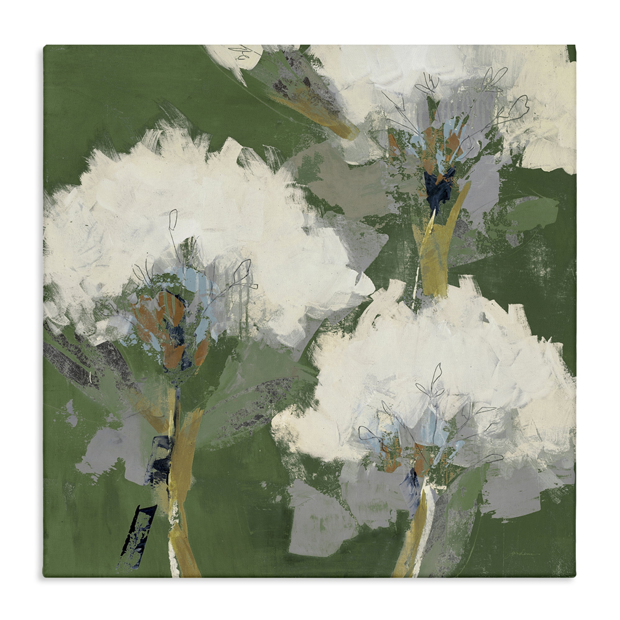 Stupell Industries Abstract Flower Buds Plants & Flowers Painting Wrapped Canvas Art Print Wall Art, 30 x 30