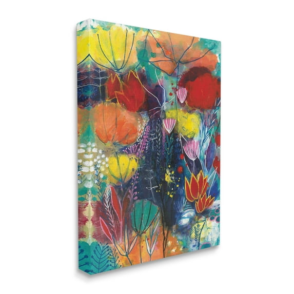 Stupell Industries Abstract Flower Field Orange Blue Yellow,36 x 48,Designed by Corina Capri