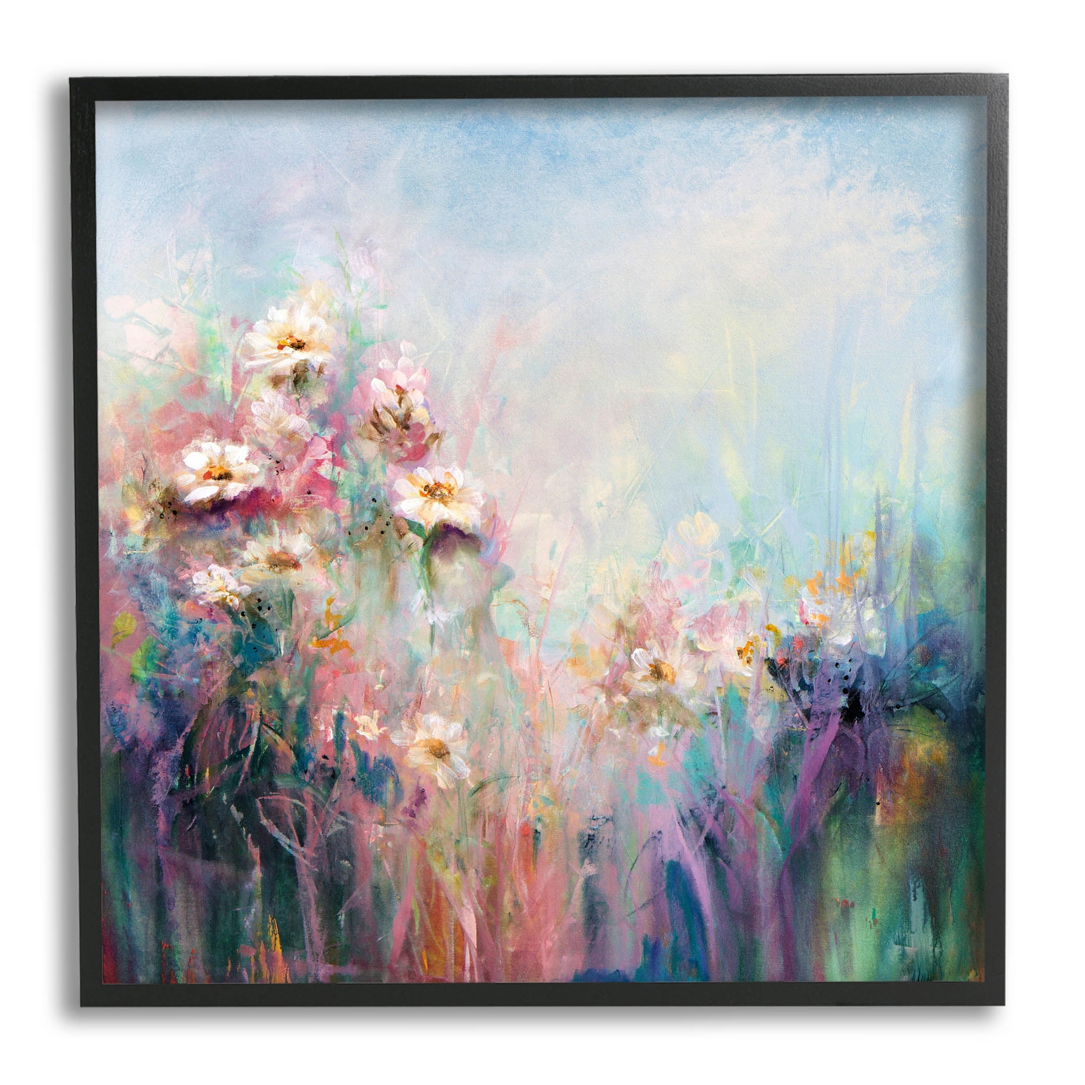 Stupell Industries Abstract Flower Garden Blooming Hues Painting Black Framed Art Print Wall Art, Design by Karen Hale