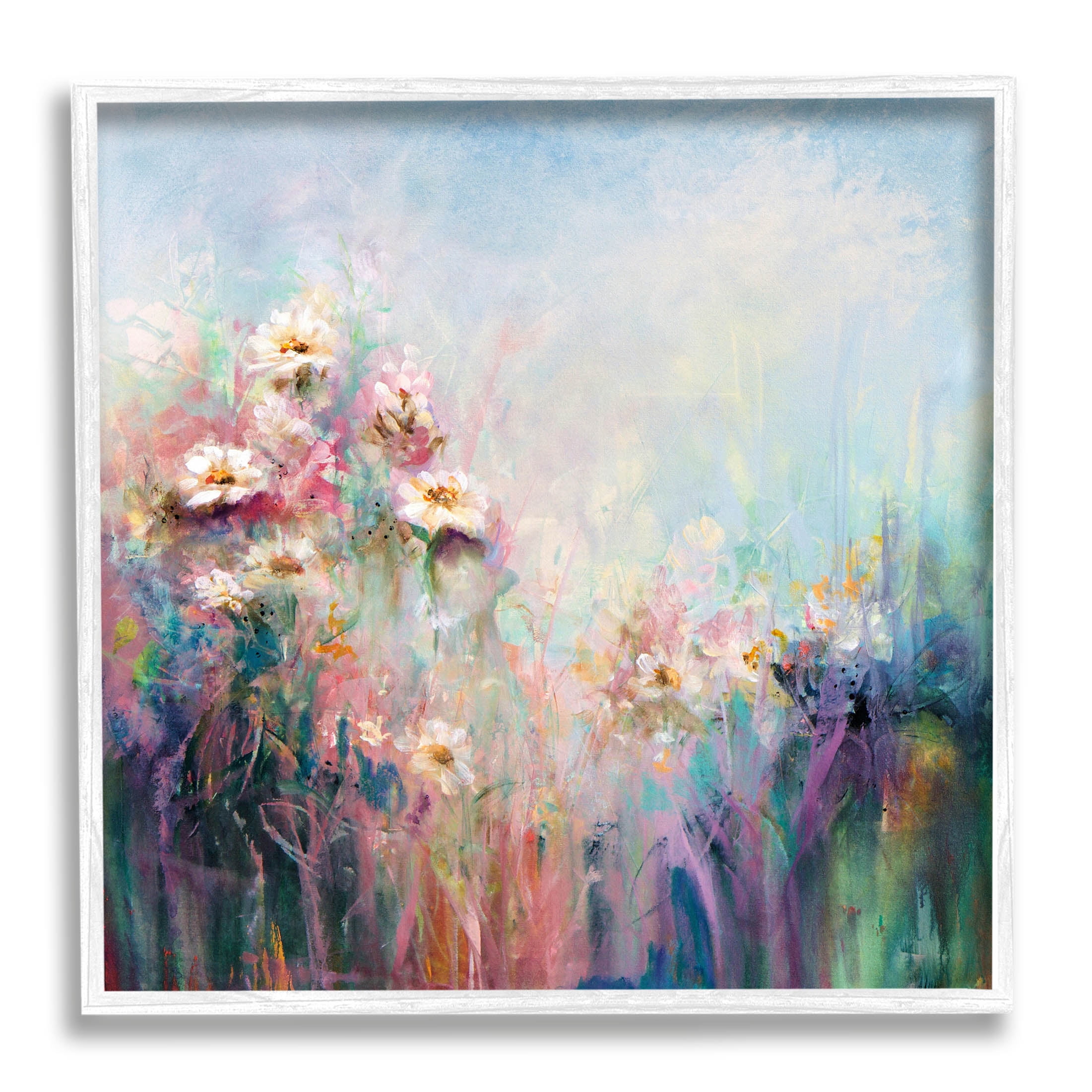 Stupell Industries Abstract Flower Garden Blooming Hues Painting White Framed Art Print Wall Art, Design by Karen Hale