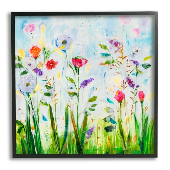 Stupell Industries Abstract Flower Meadow Botanical & Floral Painting Black Framed Art Print Wall Art, 12 x 12