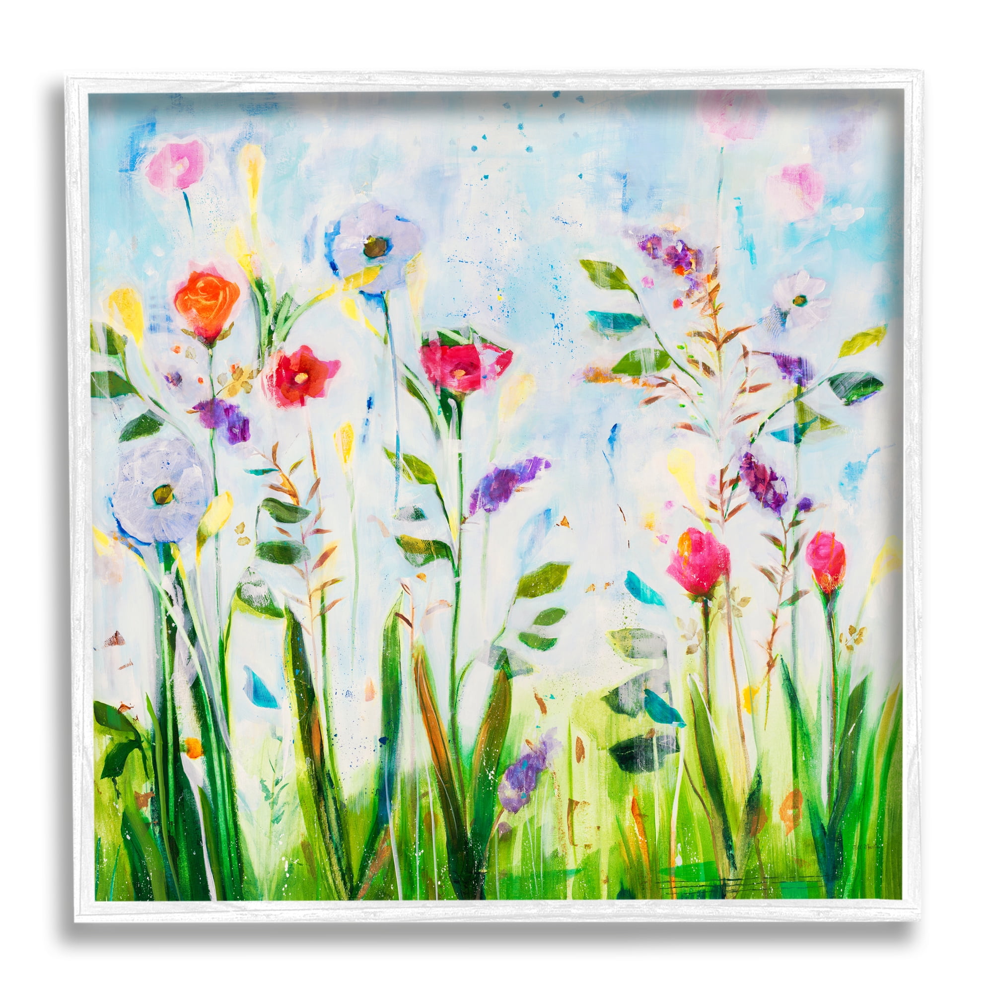 Stupell Industries Abstract Flower Meadow Botanical & Floral Painting White Framed Art Print Wall Art, 24 x 24