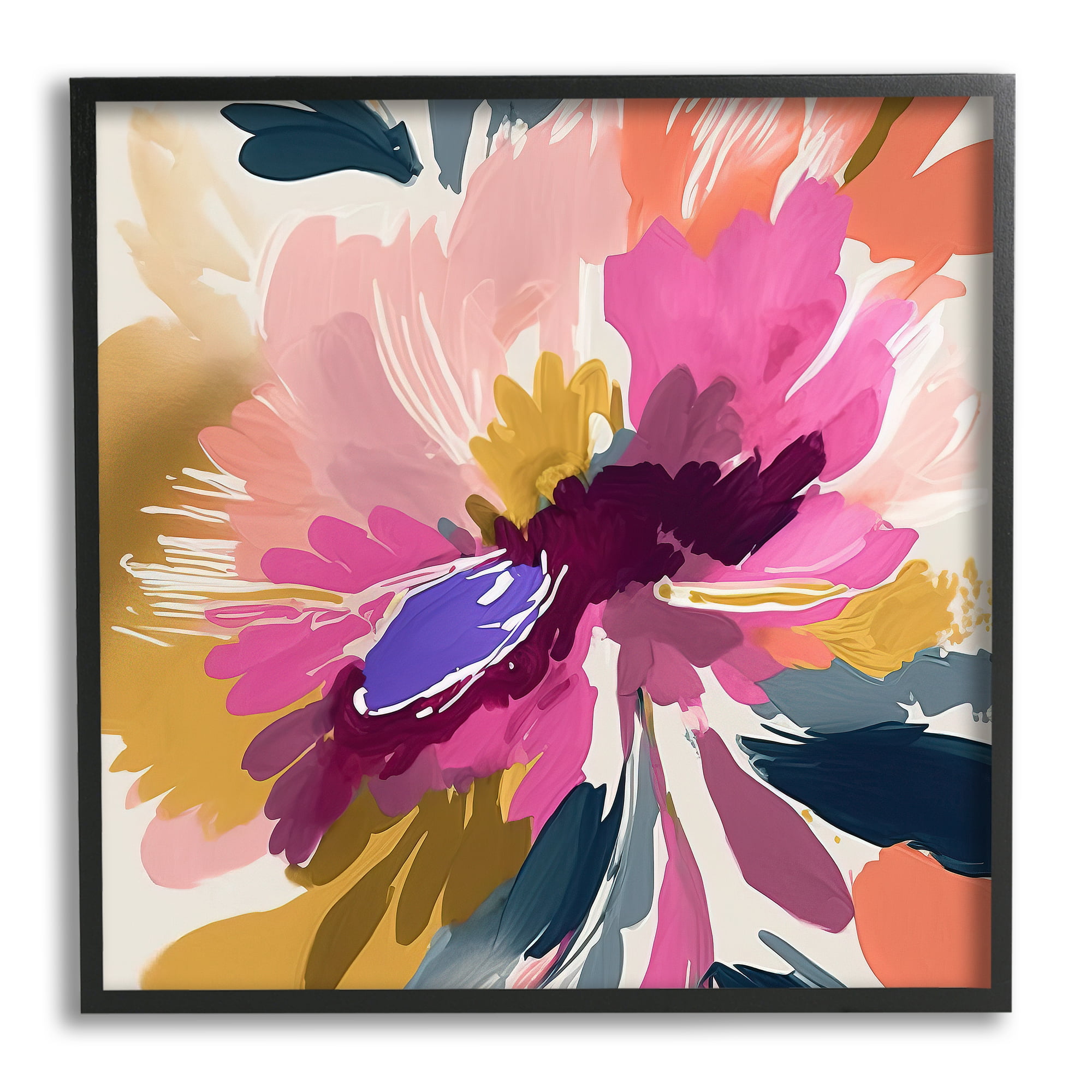 Stupell Industries Abstract Flower Petals Botanical & Floral Painting Black Framed Art Print Wall Art, 17 x 17