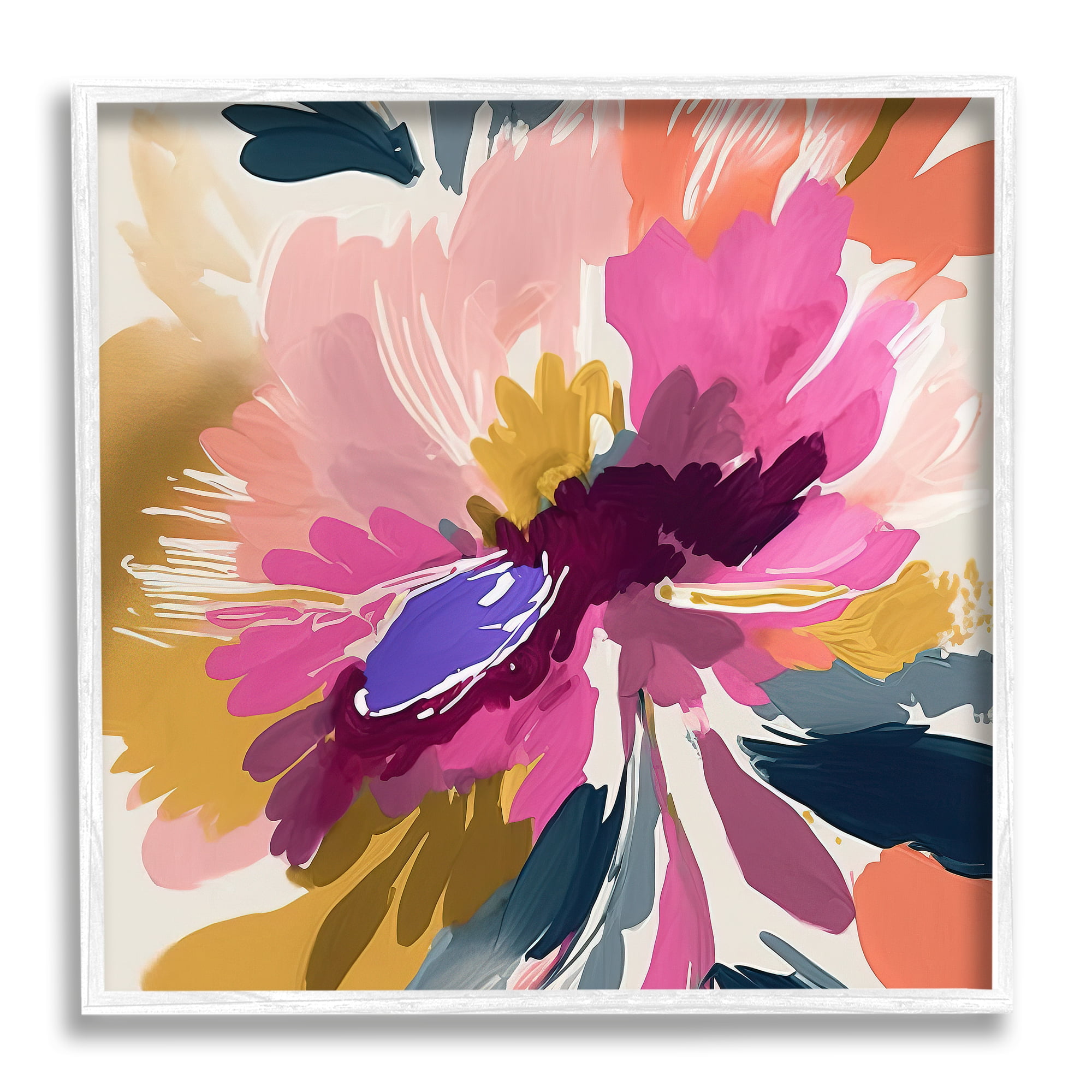 Stupell Industries Abstract Flower Petals Botanical & Floral Painting White Framed Art Print Wall Art, 24 x 24