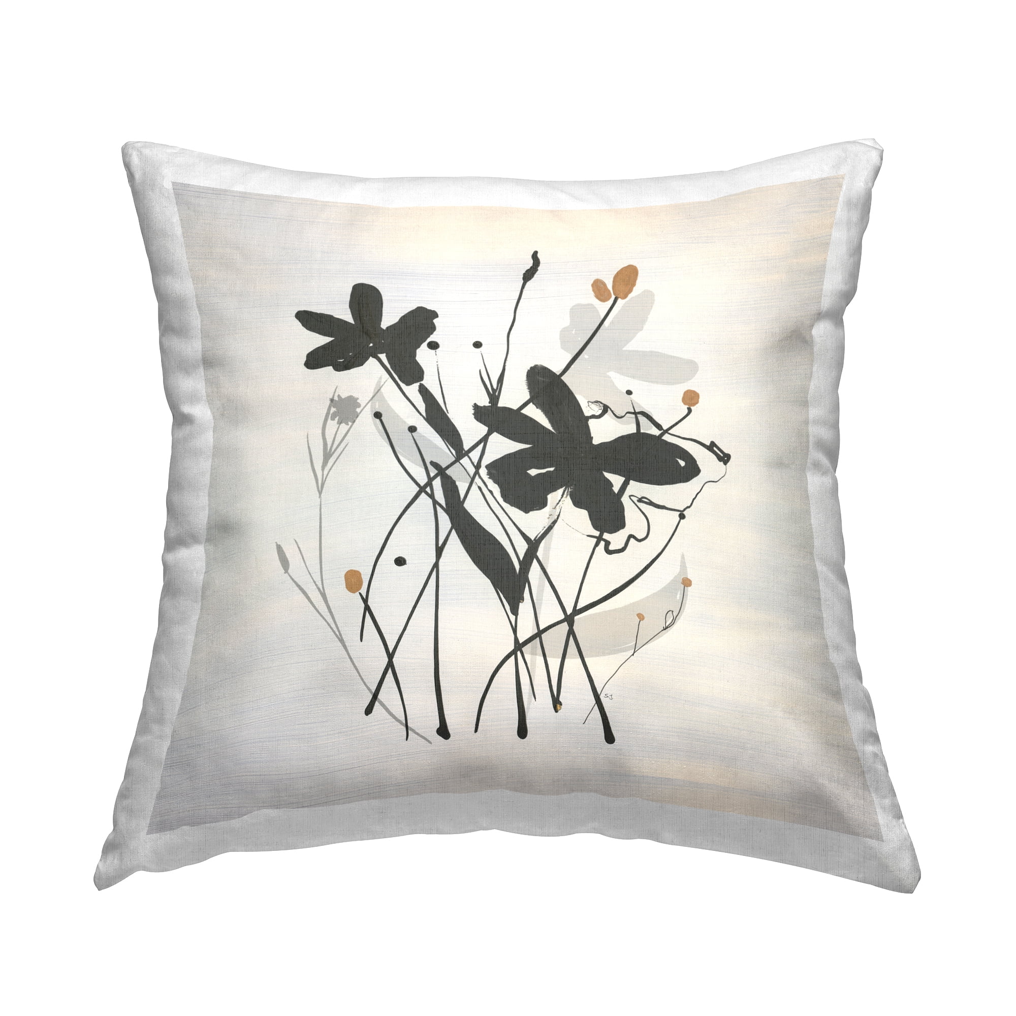 Stupell Industries Abstract Flower Squiggles Decorative Printed Throw Pillow Design by Susan Jill.