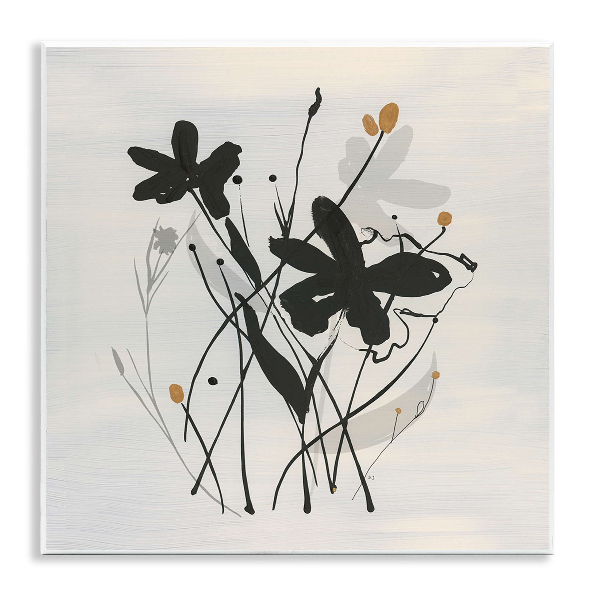 Stupell Industries Abstract Flower Squiggles Plants & Flowers Painting Unframed Art Print Wall Art, 12 x 12