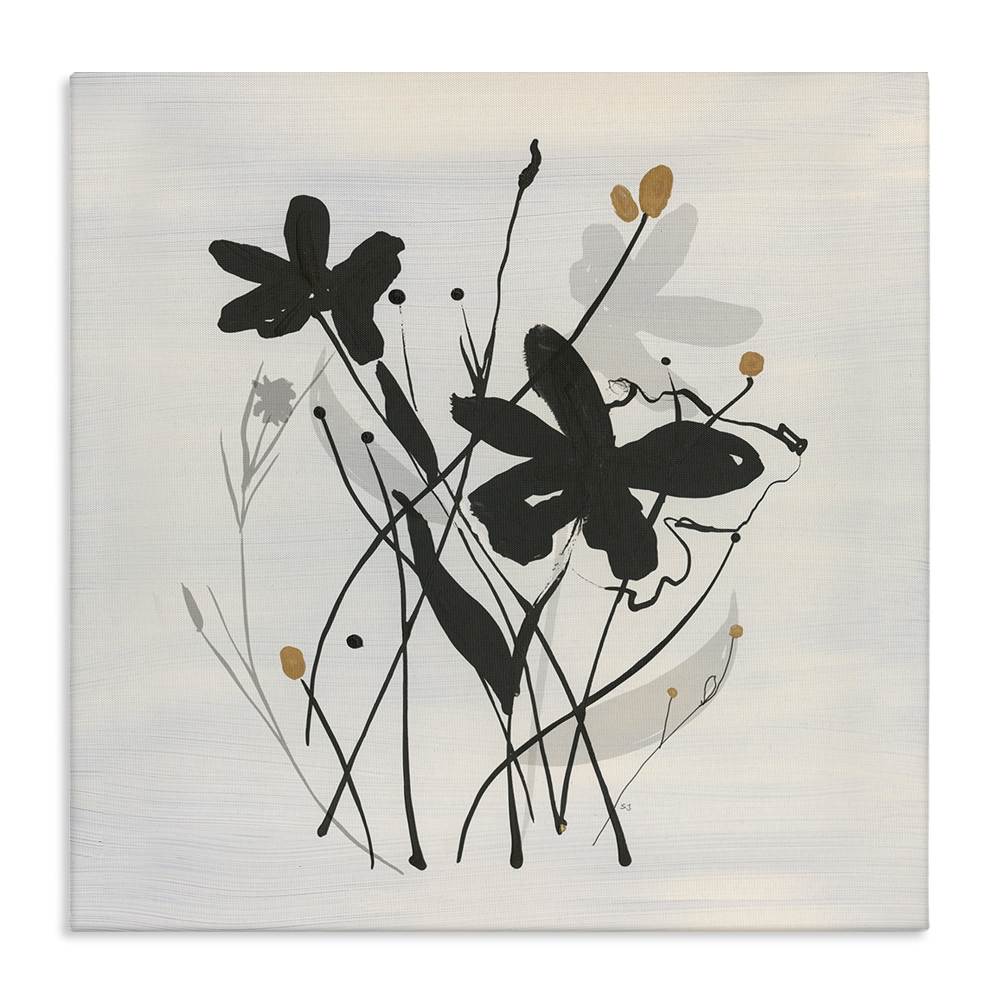 Stupell Industries Abstract Flower Squiggles Plants & Flowers Painting Wrapped Canvas Art Print Wall Art, 17 x 17