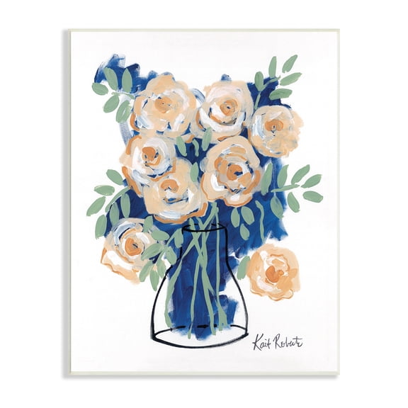 Stupell Industries Abstract Flower Swirls Pink Roses Line Art Vase,10 x 15, Design by Kait Roberts