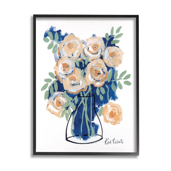Stupell Industries Abstract Flower Swirls Pink Roses Line Art Vase,11 x 14, Design by Kait Roberts