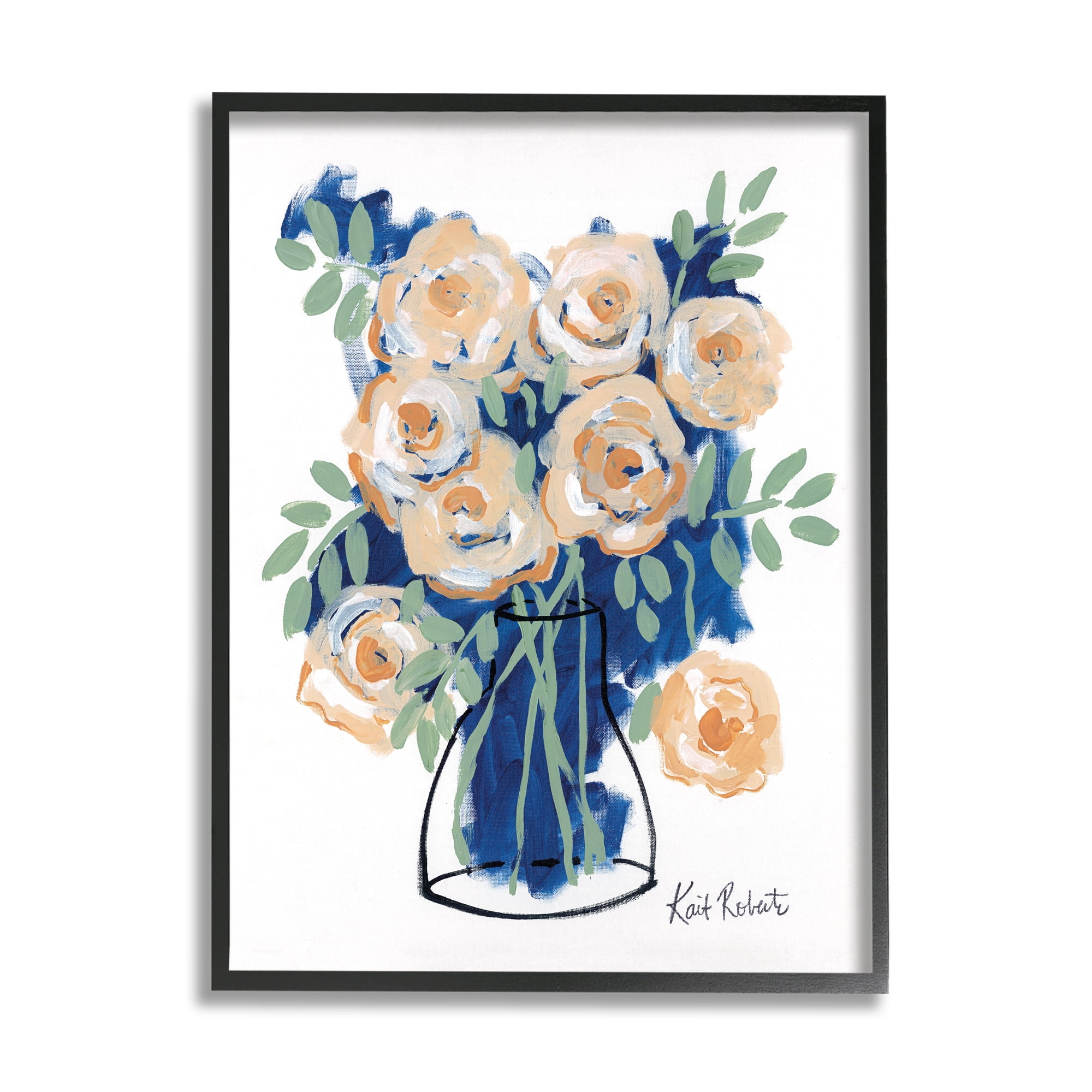 Stupell Industries Abstract Flower Swirls Pink Roses Line Art Vase,16 x 20, Design by Kait Roberts