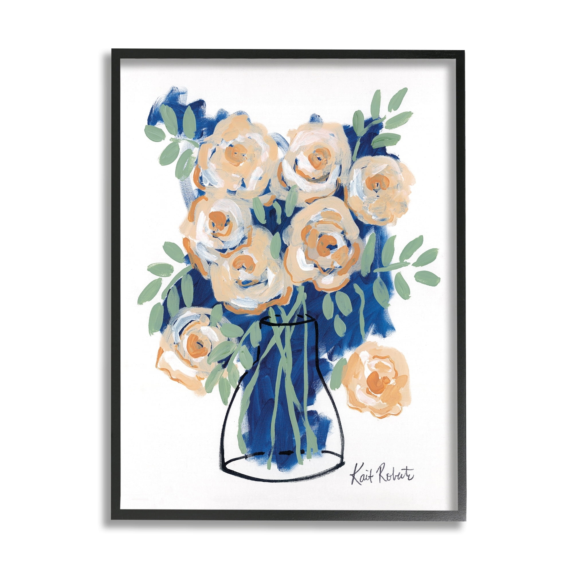 Stupell Industries Abstract Flower Swirls Pink Roses Line Art Vase,24 x 30, Design by Kait Roberts