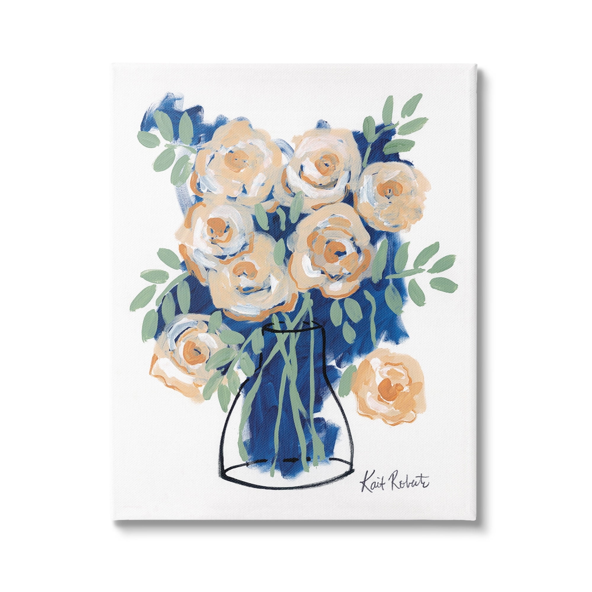 Stupell Industries Abstract Flower Swirls Pink Roses Line Art Vase,30 x 40, Design by Kait Roberts