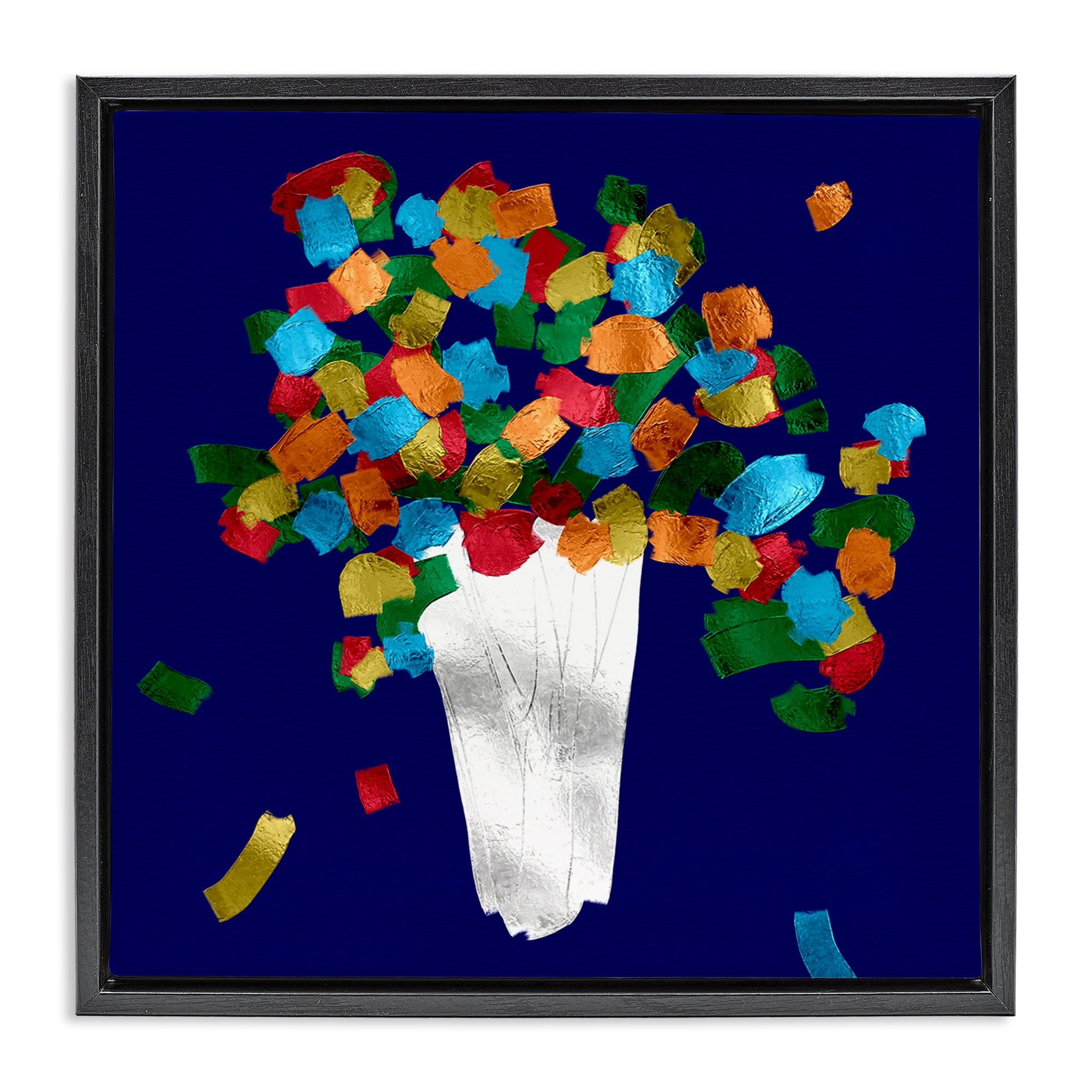 Stupell Industries Abstract Flower Vase Botanical & Floral Painting Black Floater Framed Canvas Art Print Wall Art, 25 x 25