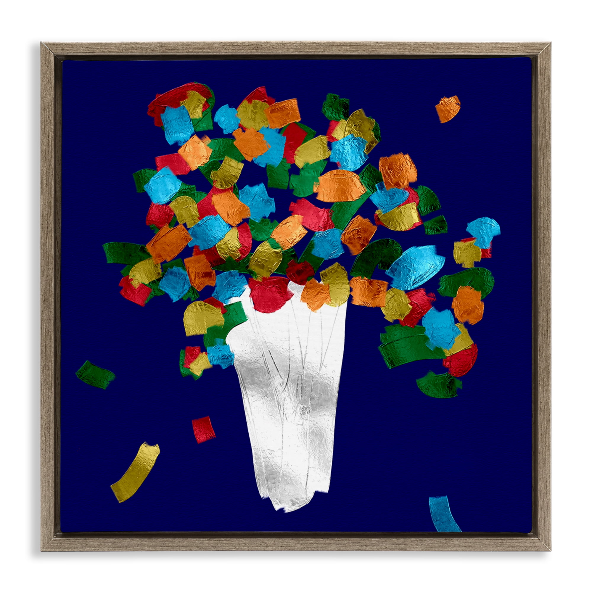 Stupell Industries Abstract Flower Vase Botanical & Floral Painting Brown Floater Framed Canvas Art Print Wall Art, 25 x 25