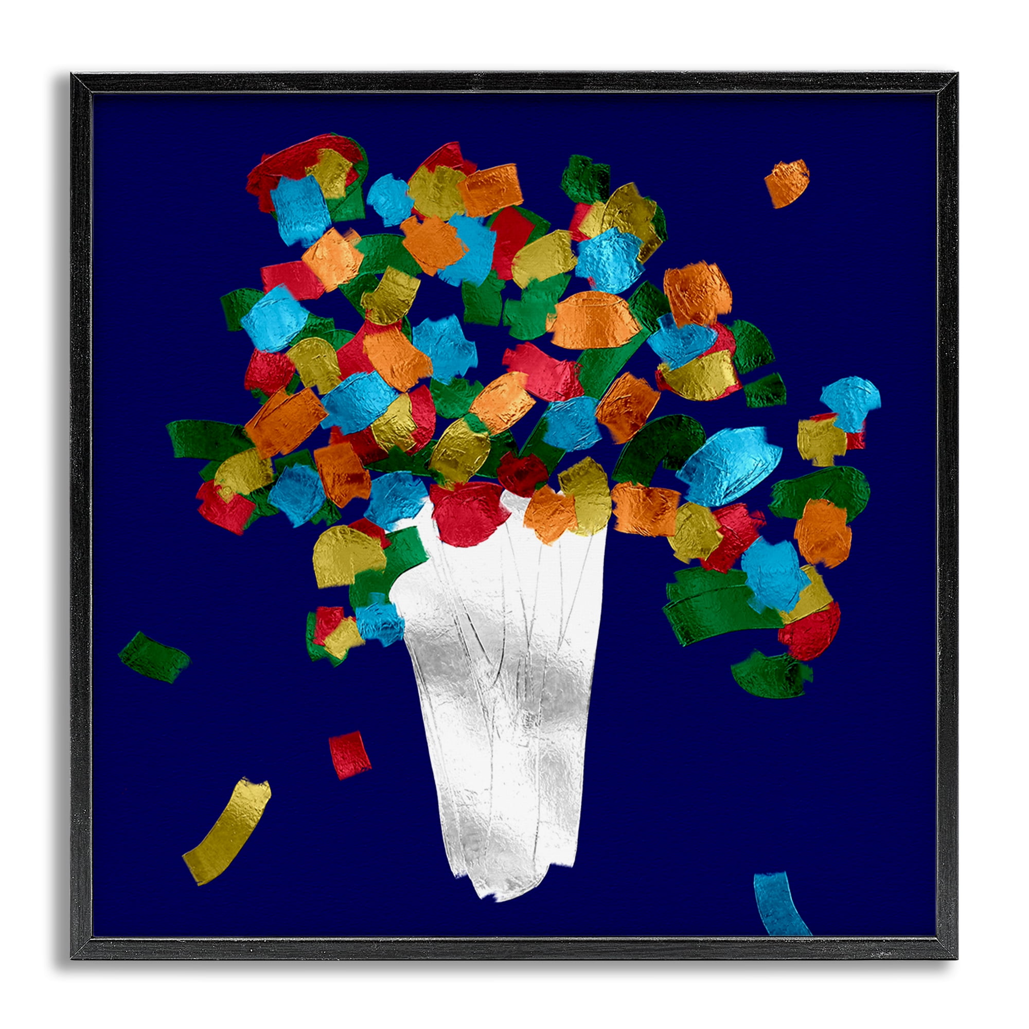 Stupell Industries Abstract Flower Vase Botanical & Floral Painting Gray Framed Art Print Wall Art, 12 x 12