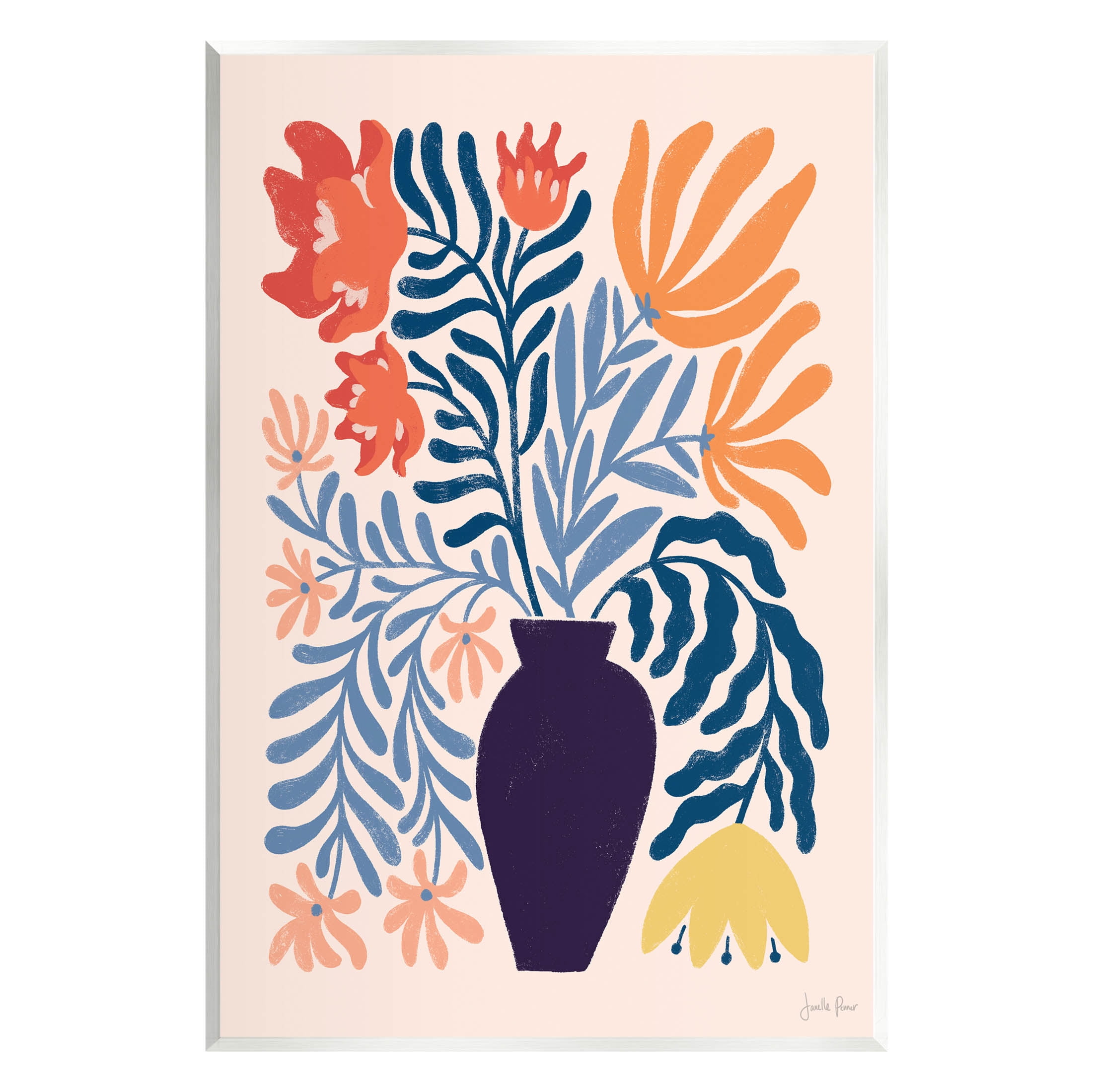 Stupell Industries Abstract Flower Vase Modern Silhouettes Graphic Art Unframed Art Print Wall Art, Design by Janelle Penner