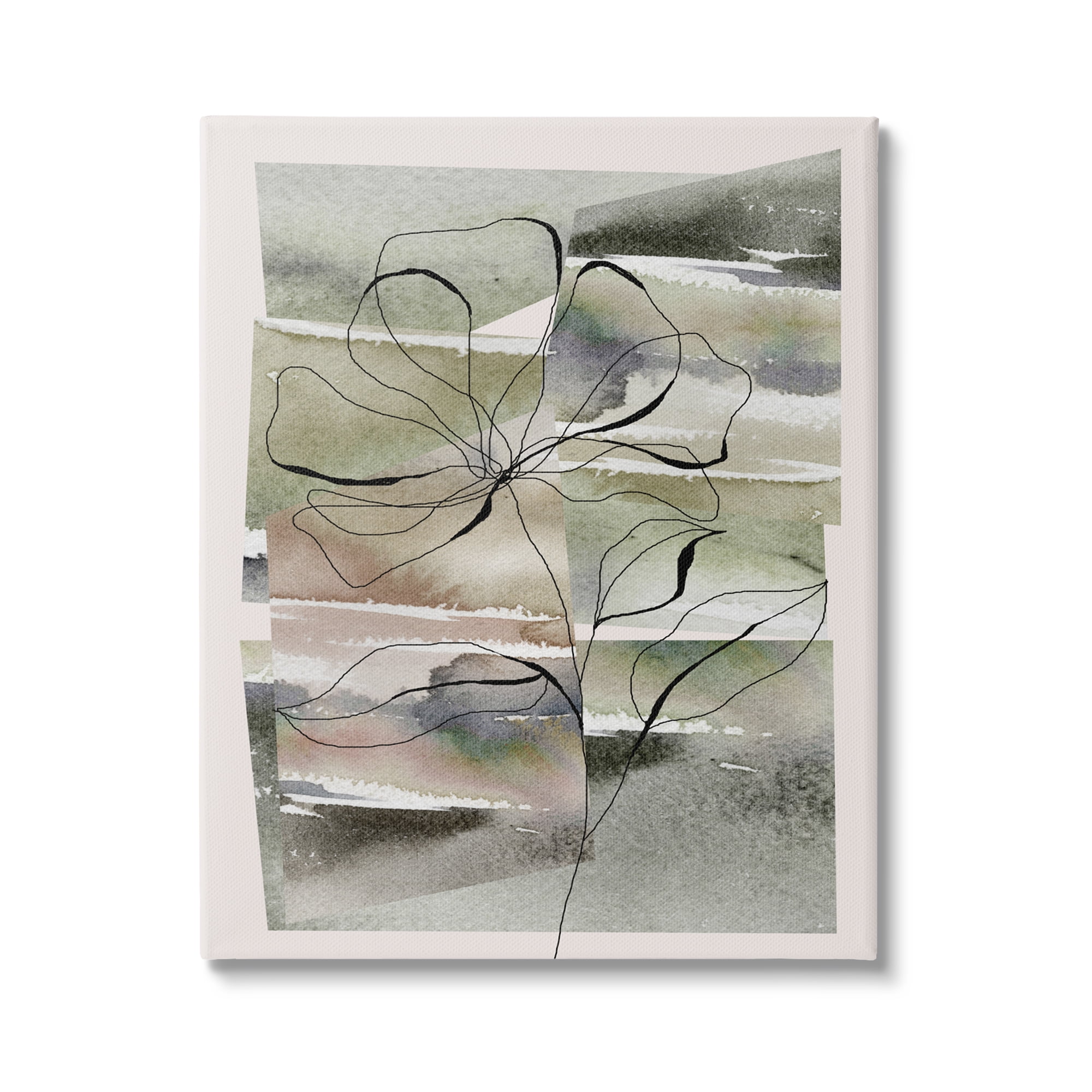 Stupell Industries Abstract Flower on Green Botanical & Floral Painting Gallery Wrapped Canvas Art Print Wall Art, 16 x 20