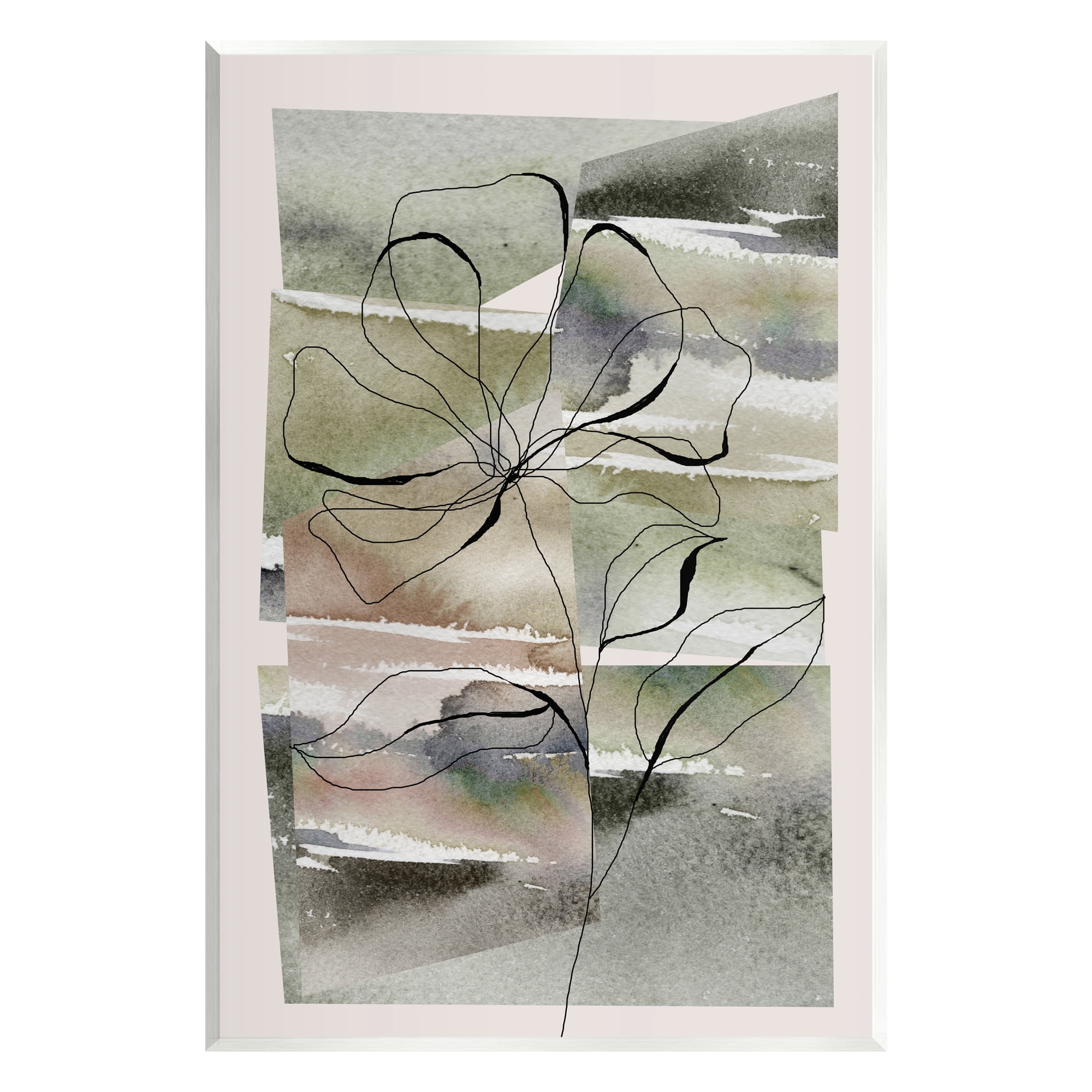 Stupell Industries Abstract Flower on Green Botanical & Floral Painting Unframed Art Print Wall Art, 13 x 19