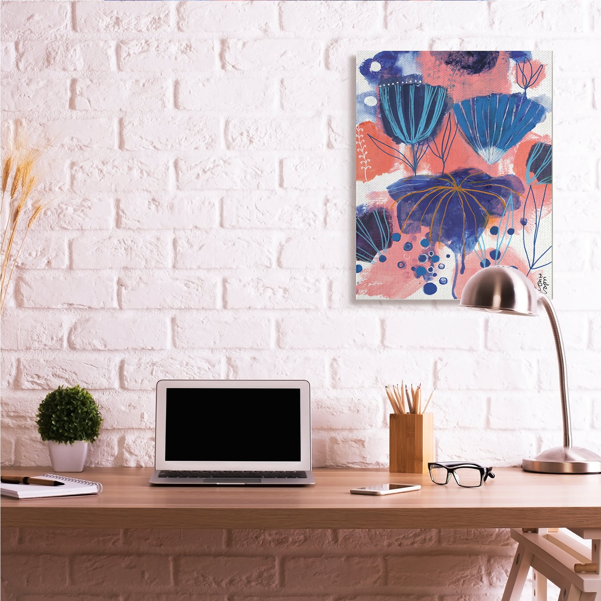 Stupell Industries Abstract Flowers Blooming Playful Blue Orange Pink,30 x 40,Designed by Corina Capri