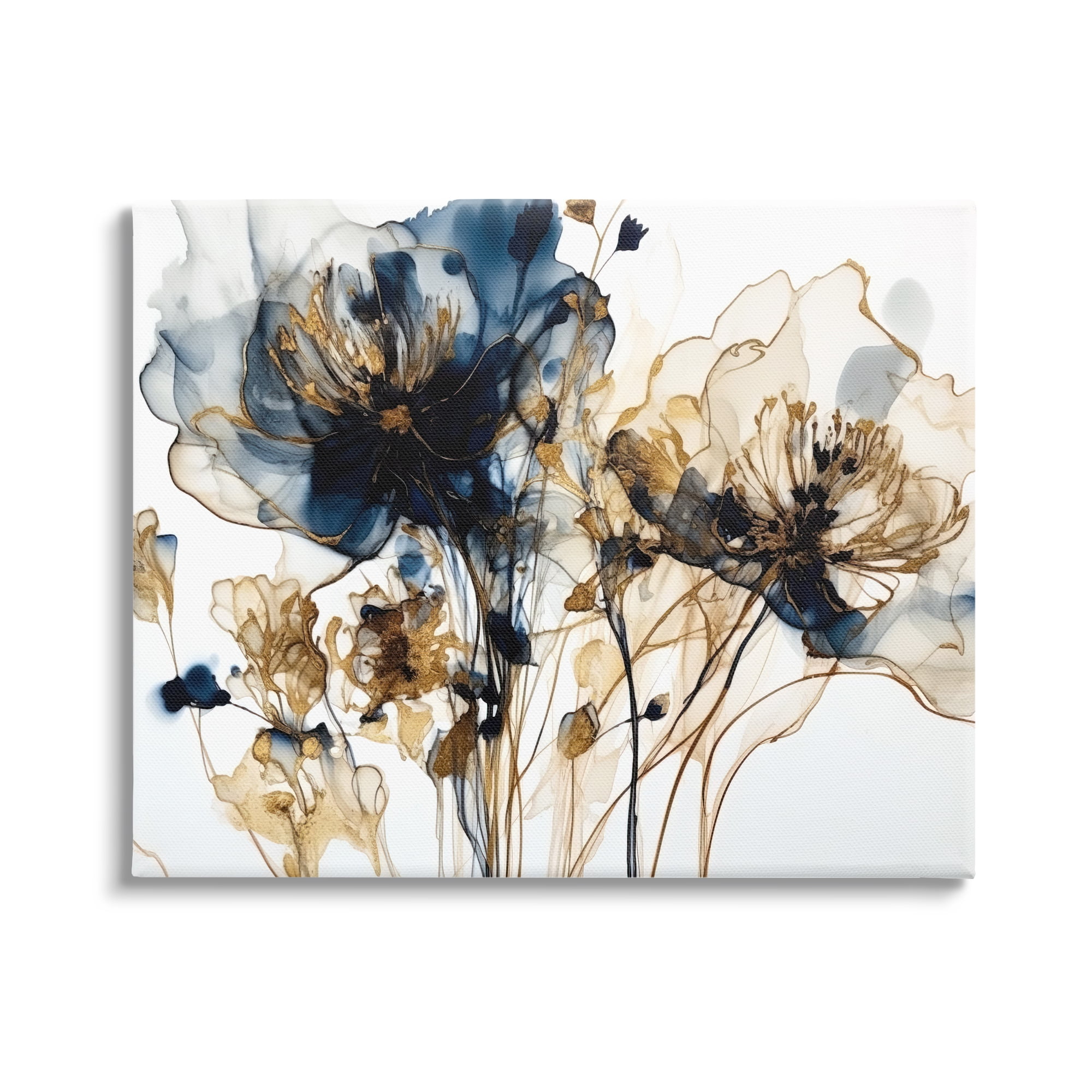 Stupell Industries Abstract Flowers on White Botanical & Floral Painting Gallery Wrapped Canvas Print Wall Art, 30 x 24
