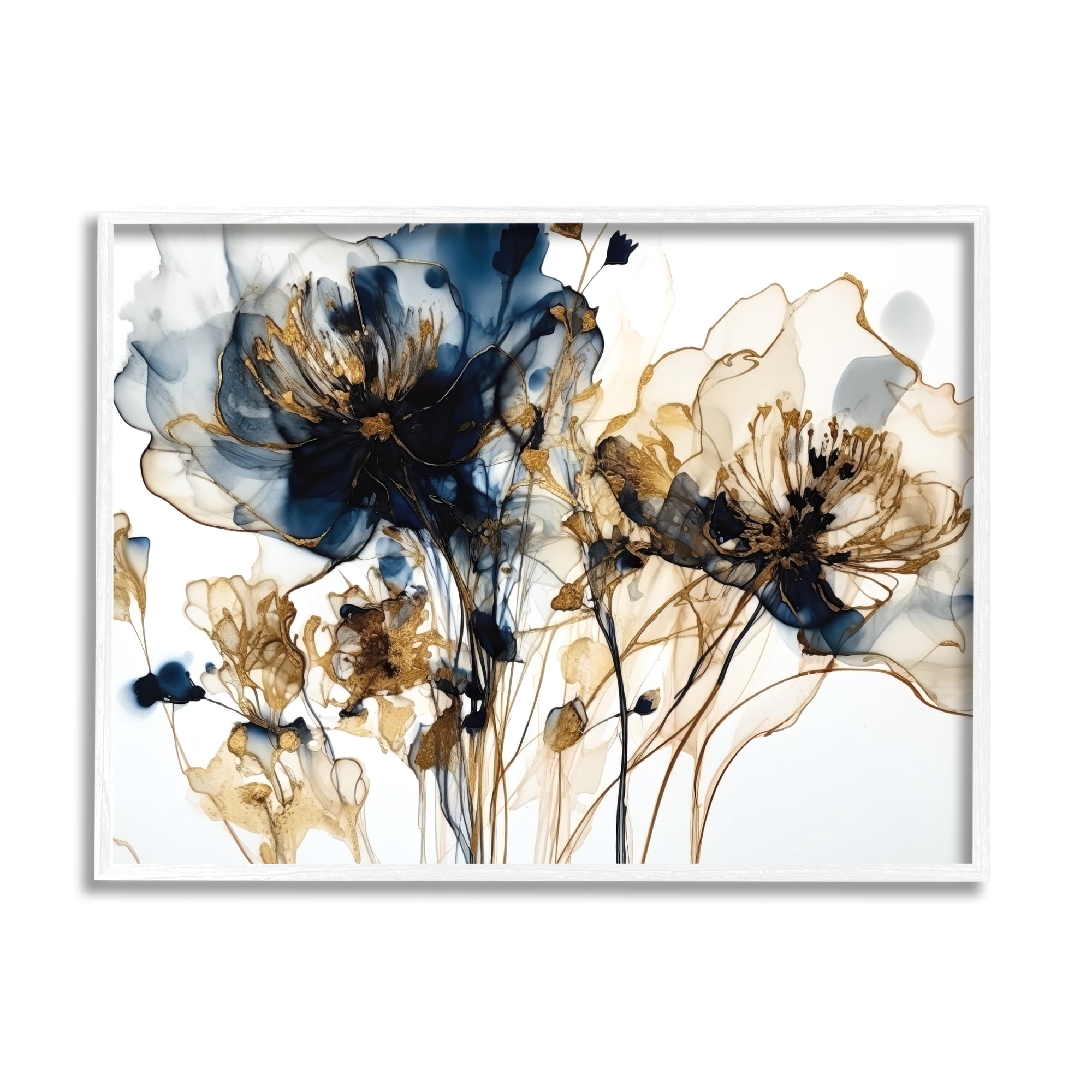 Stupell Industries Abstract Flowers on White Botanical & Floral Painting White Framed Art Print Wall Art, 30 x 24